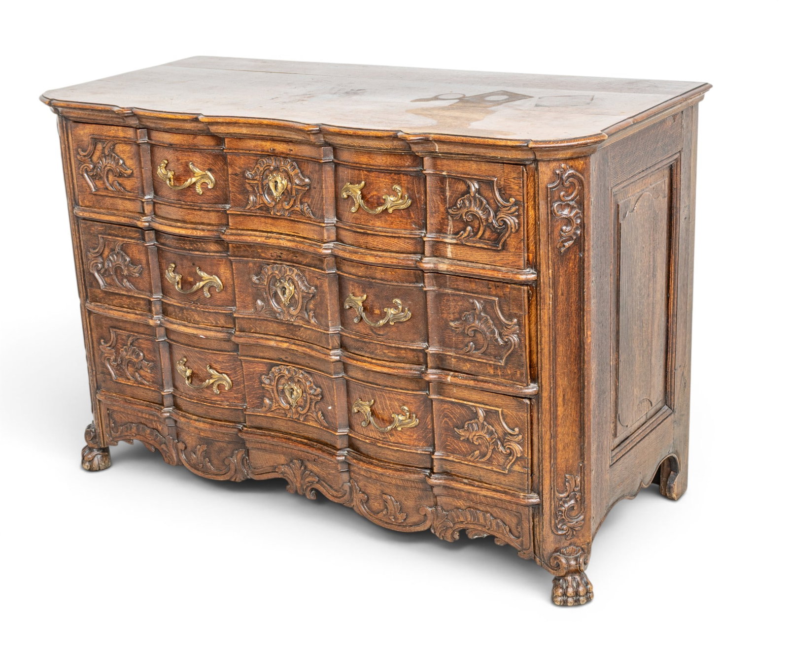 Flemish Country Provincial Oak Chest of Drawers, Ca. Mid 18th C., H 36.75" W 55.75" Depth 25.25" (1 of 9)