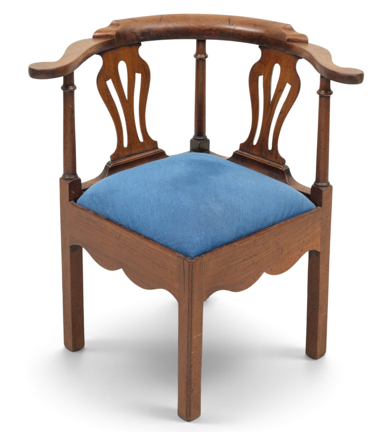 English George III Mahogany Corner Chair, Ca. 1770, H 31.5" W 24" Depth 24" (1 of 6)