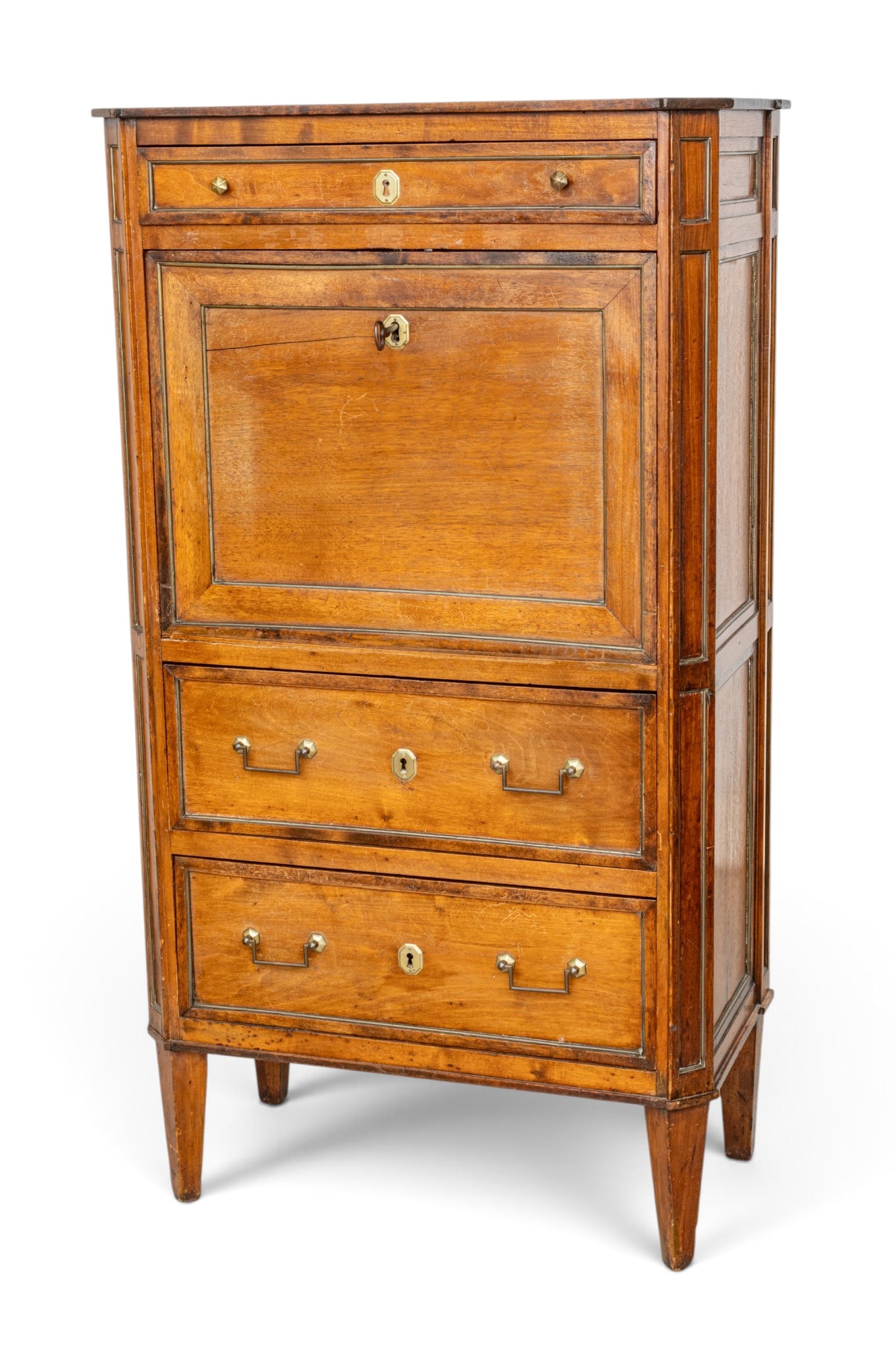 Louis XVI Walnut Secrétaire À Abattant, Ca. 1850, H 59.5" W 33" Depth 17.5" 1 PC (1 of 14)