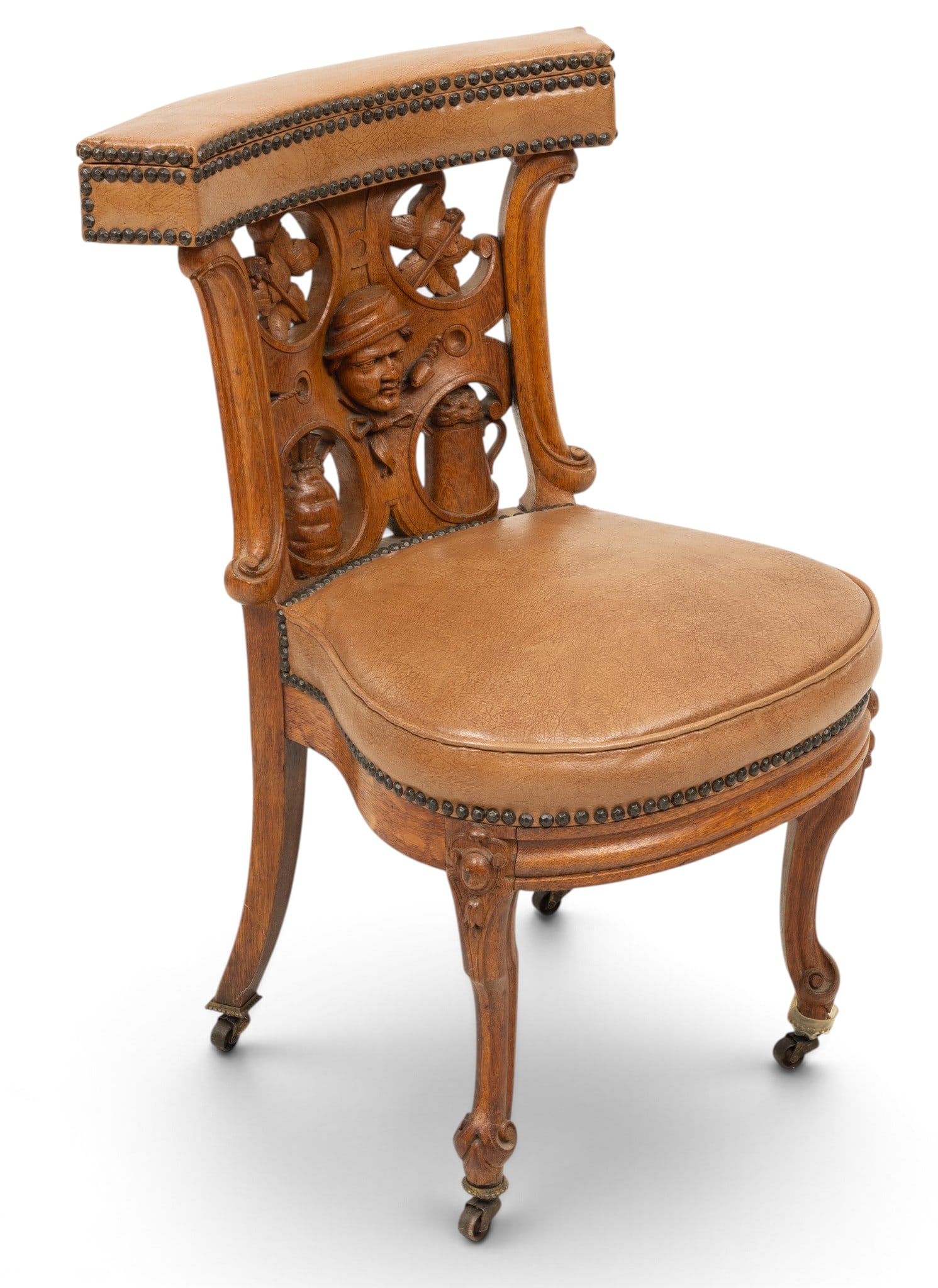 Black Forest Carved Wood Smoking Chair 1940, H 32" W 19" Depth 24" (1 of 6)