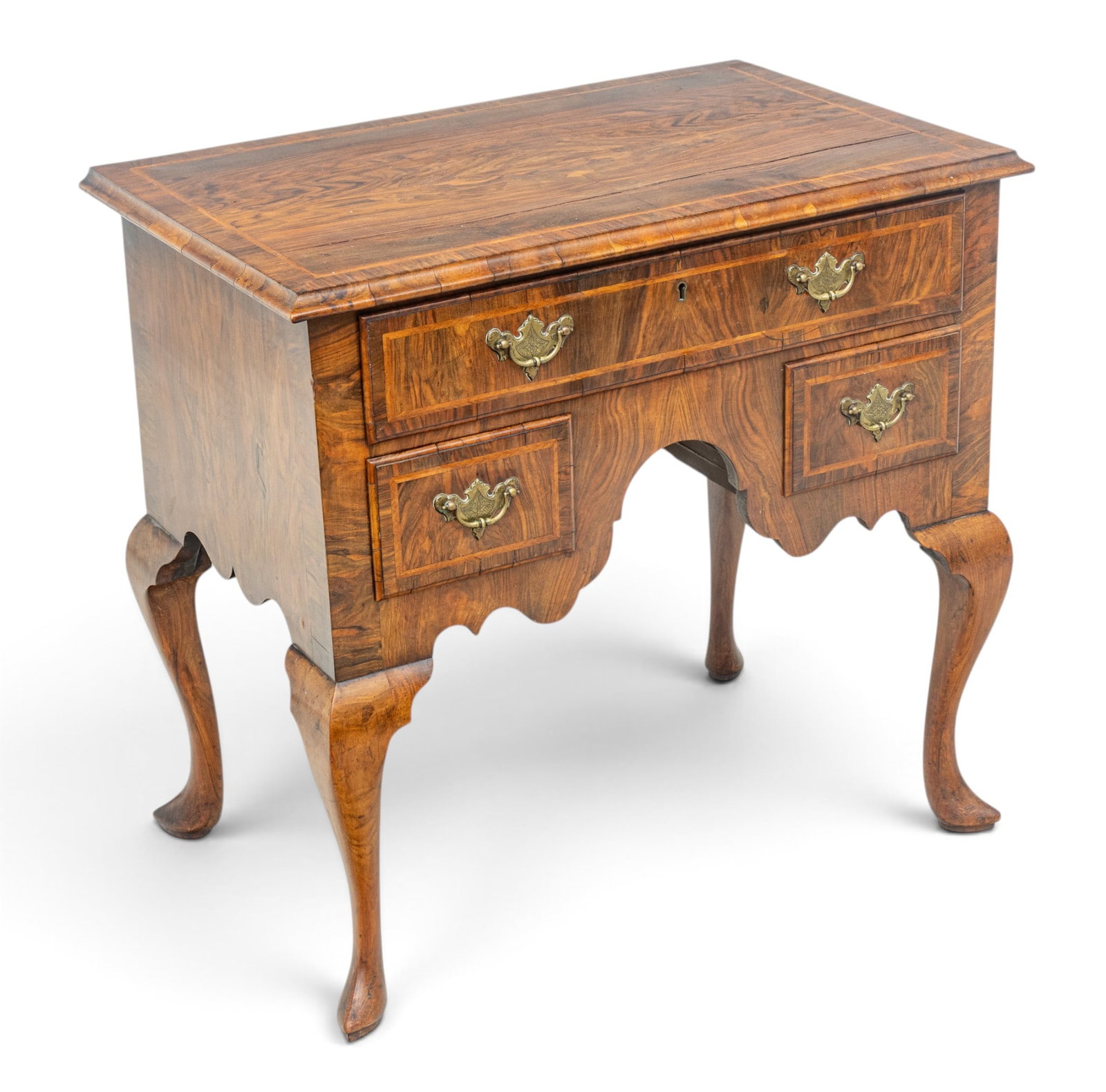 English Queen Ann Style Carved Walnut Lowboy, Ca. 1880, H 28" W 29.5" Depth 19" (1 of 7)