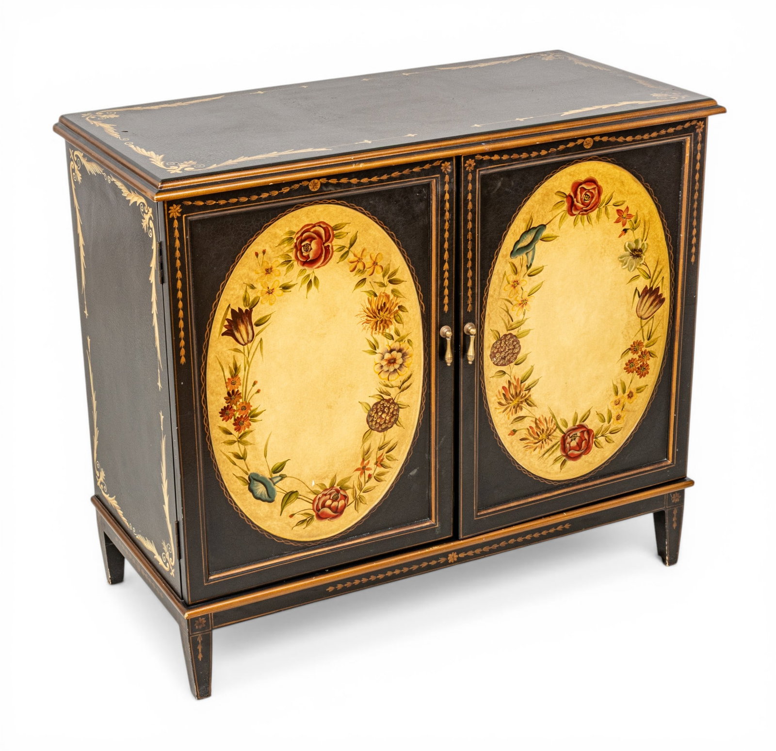 Continental Florentine Style Two-Door Credenza 21st C., H 33" W 37" Depth 18" 1 PC (1 of 9)