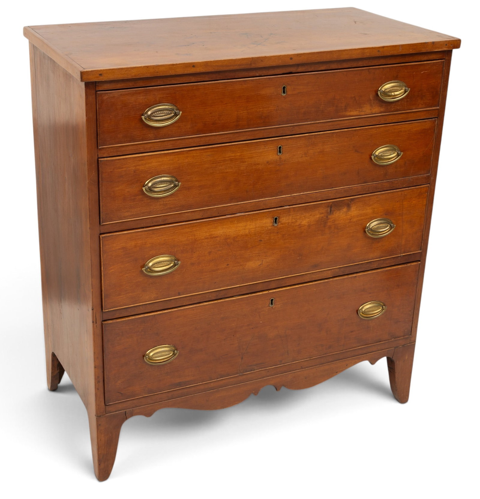 English Georgian Style Mahogany Chest of Drawers 19th C., H 49" W 38" Depth 19" 1 PC (1 of 5)