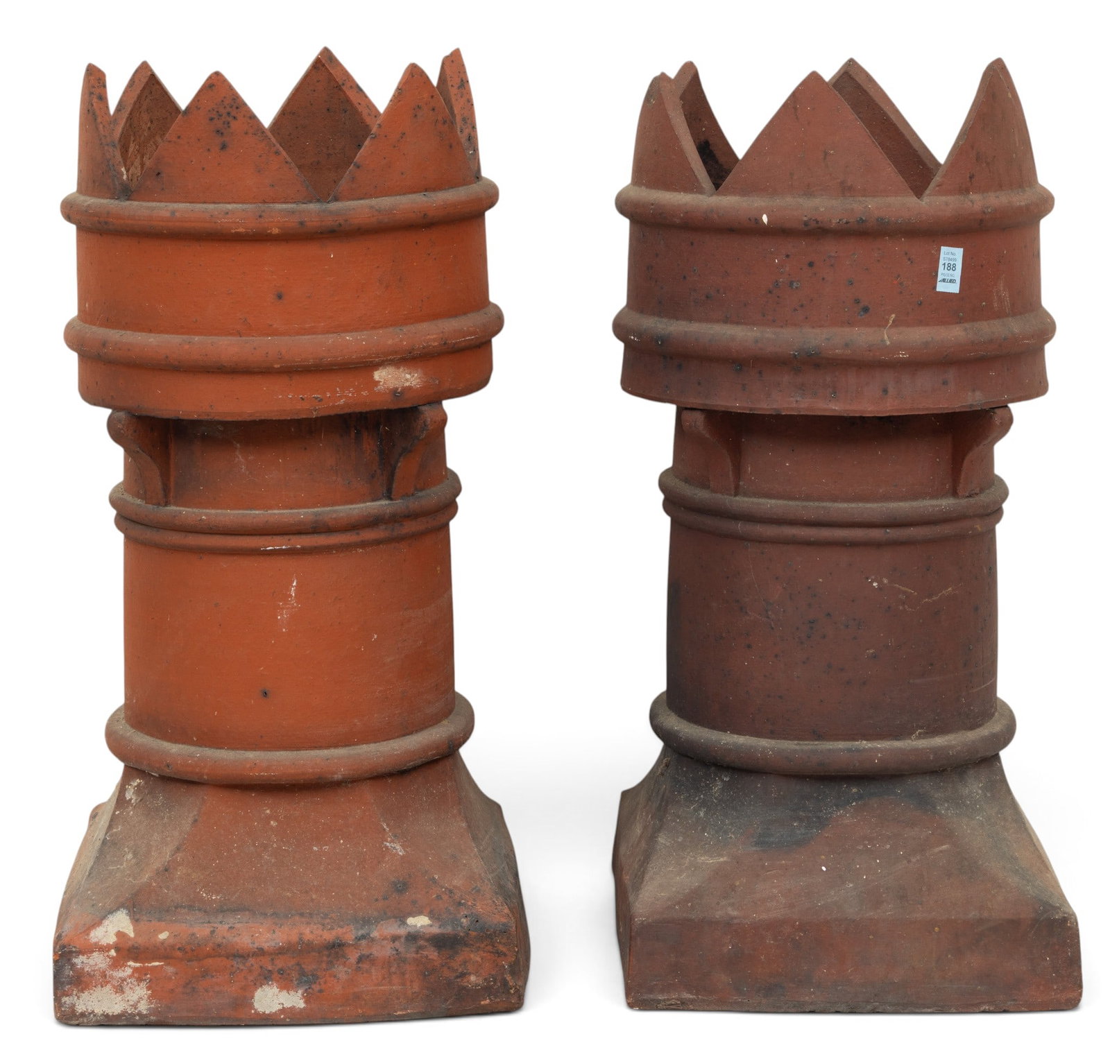 Terracotta Chimney Crowns Early 20th Cent., H 27" Dia. 13" 1 PAIR (1 of 4)