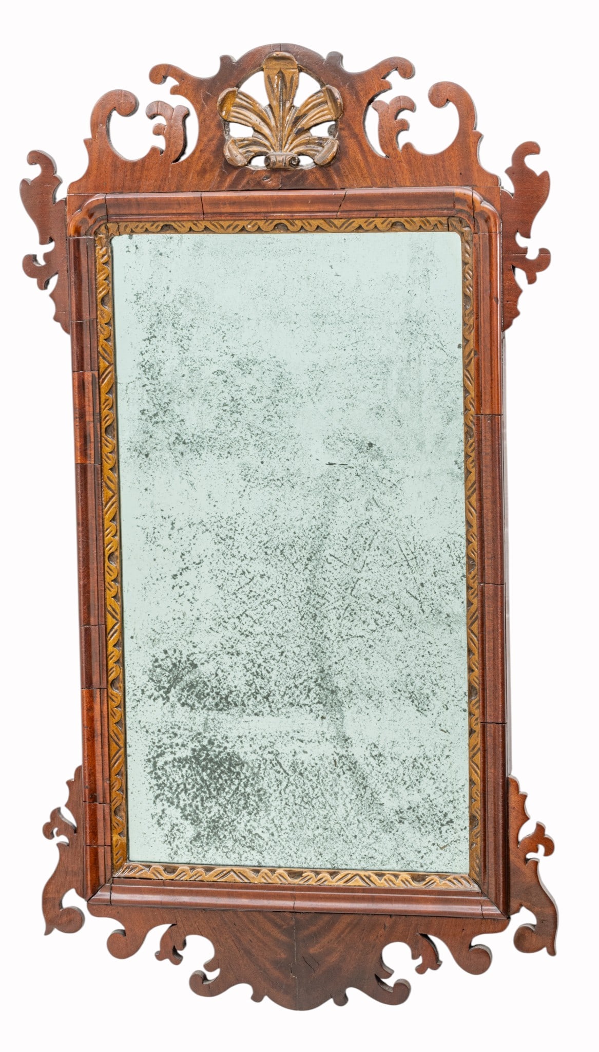 Chippendale Carved Mahogany and Parcel Gilt Mirror 1850, H 34" W 18.75" 1 PC (1 of 7)