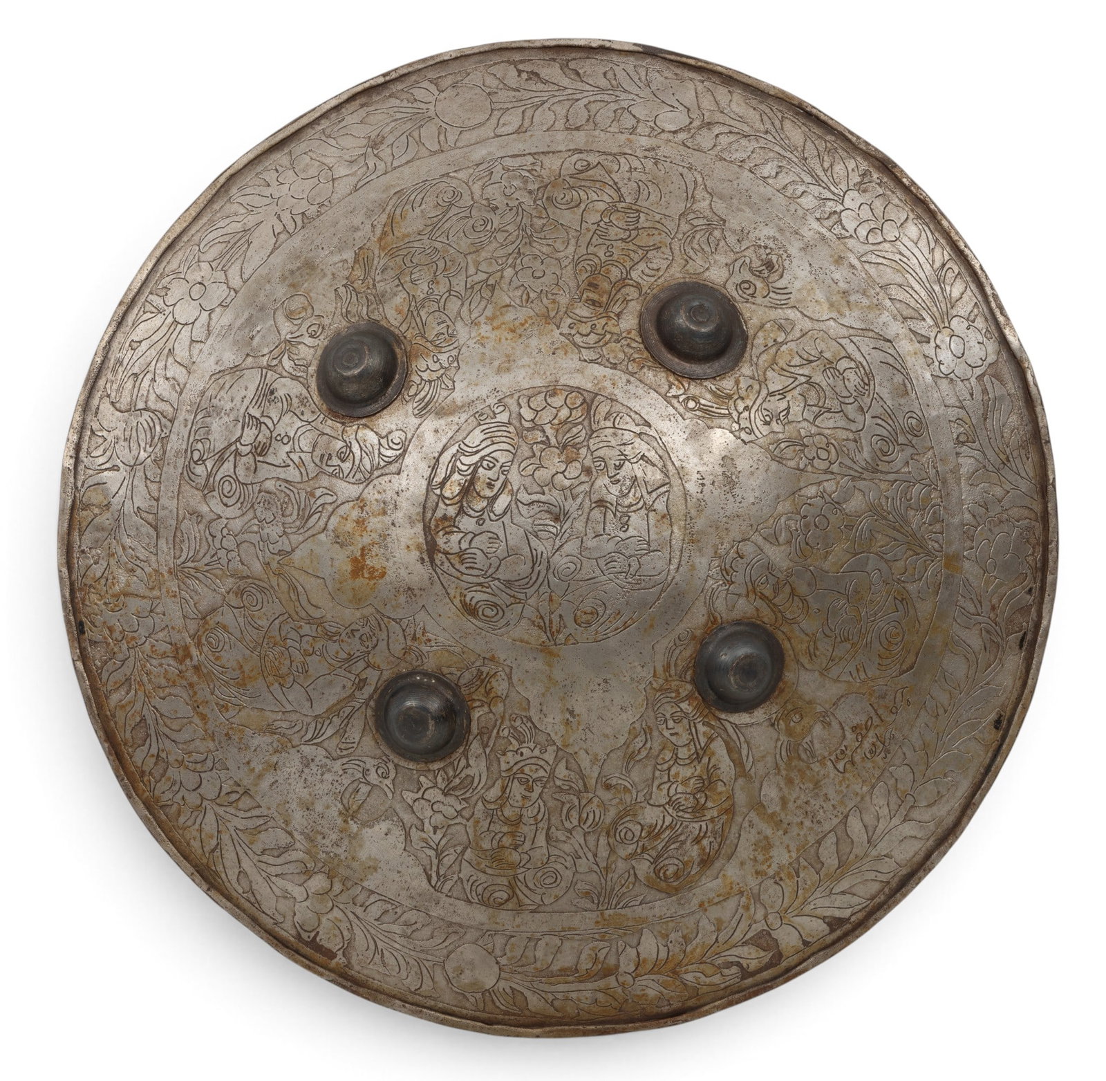 Indo-Persian Chiseled Steel Sipar/Dhal Shield, Ca. Late 19th/early 20th C., Dia. 19.25" (1 of 3)
