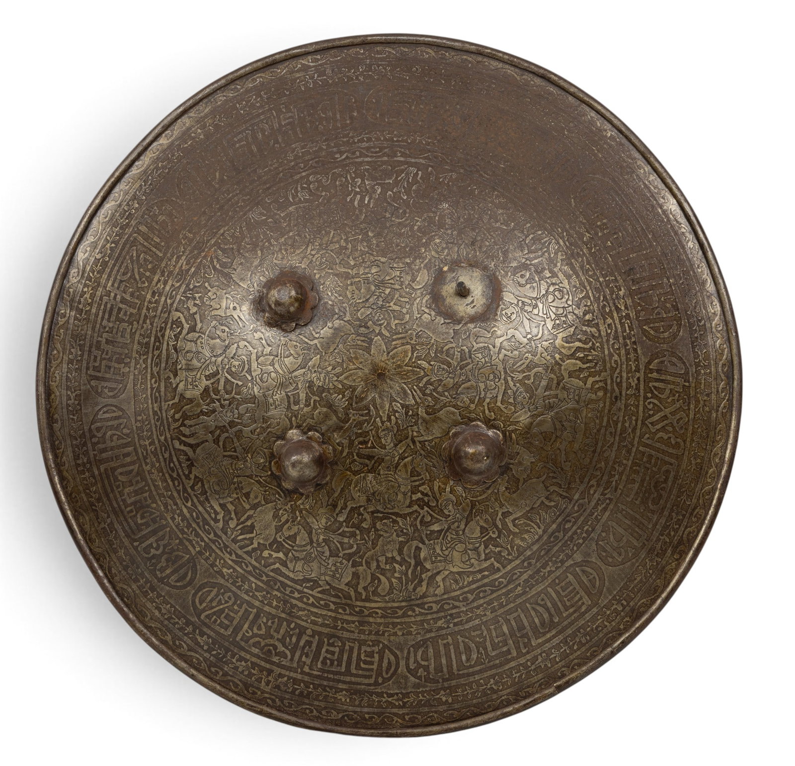 Indo-Persian Etched Steel Sipar/Dhal Shiled, Ca. Early 20th C., Dia. 18.25" (1 of 3)