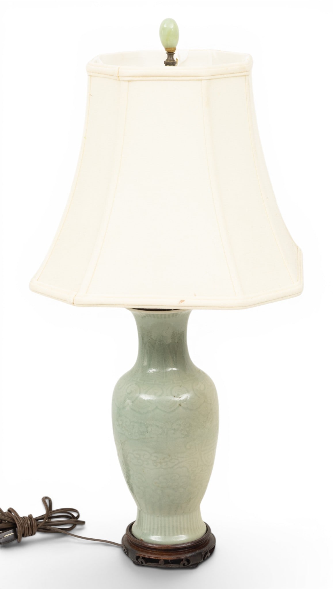 Chinese Celadon Porcelain Lamp, Ca. Early 20th C., H 24" (1 of 4)