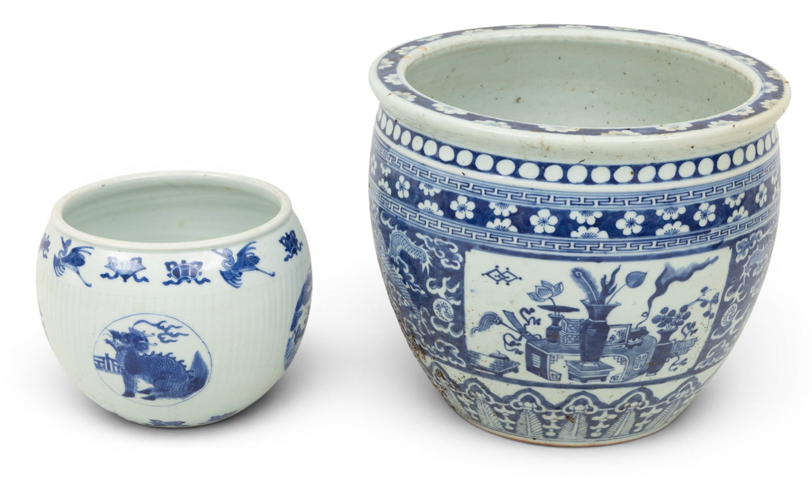 Blue and White Porcelain Planters, Ca. 19th C., 2 PCS (1 of 6)