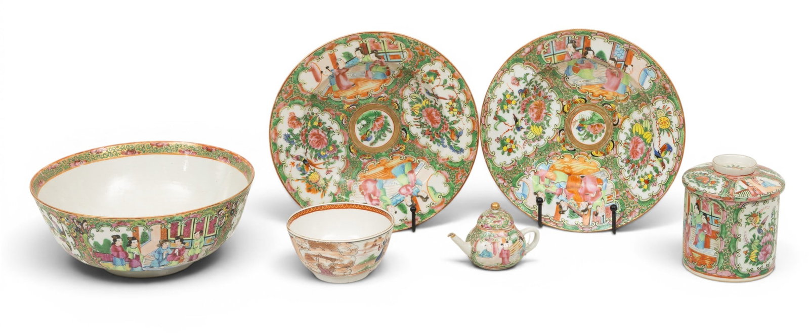 Chinese 5 Pieces Rose Medallion Porcelain 1900, 6 PCS (1 of 6)
