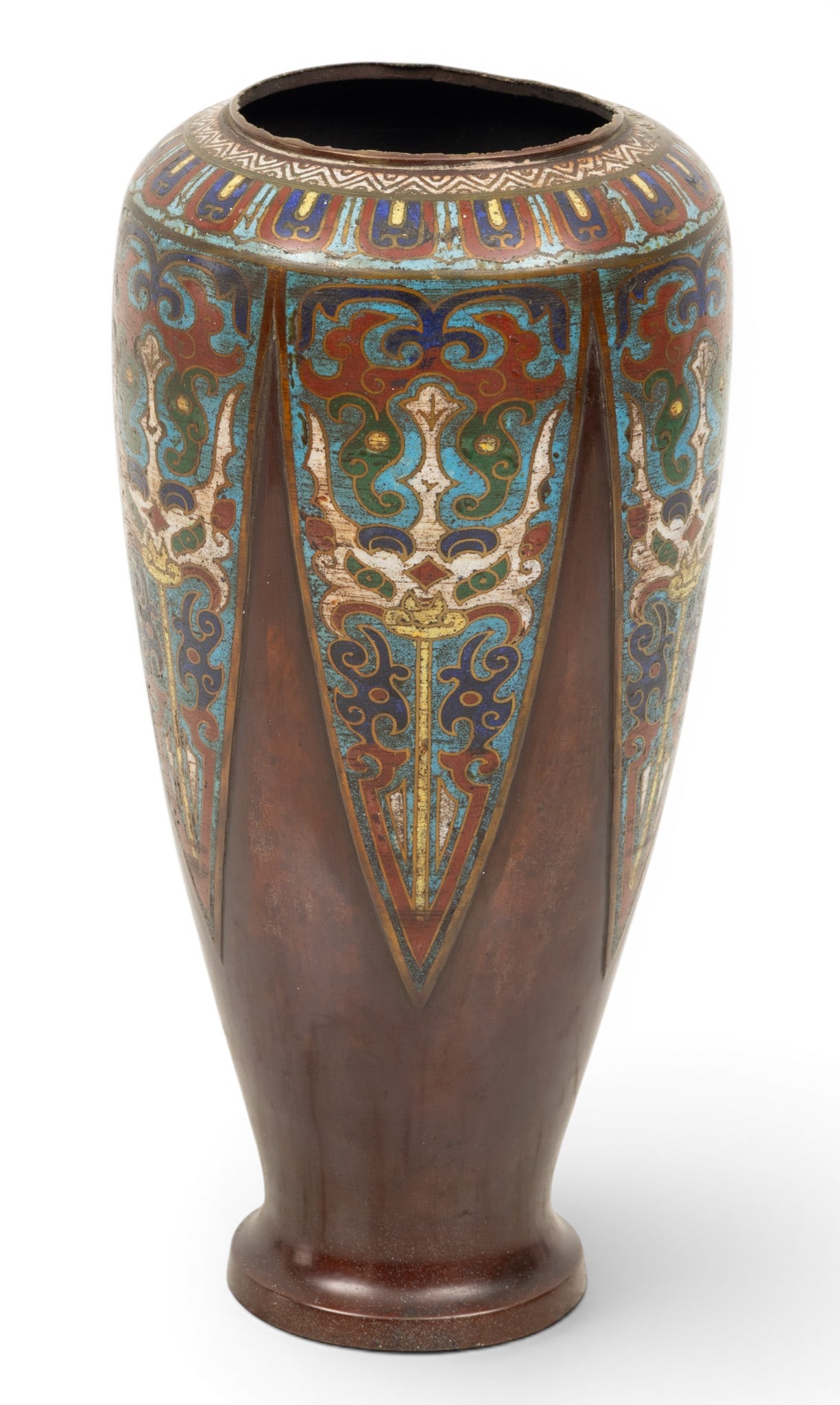 Japanese Bronze and Champleve Taotie Vase Imported by Mogi, Momononi & Co., NY in 1916, Ca. (1 of 5)
