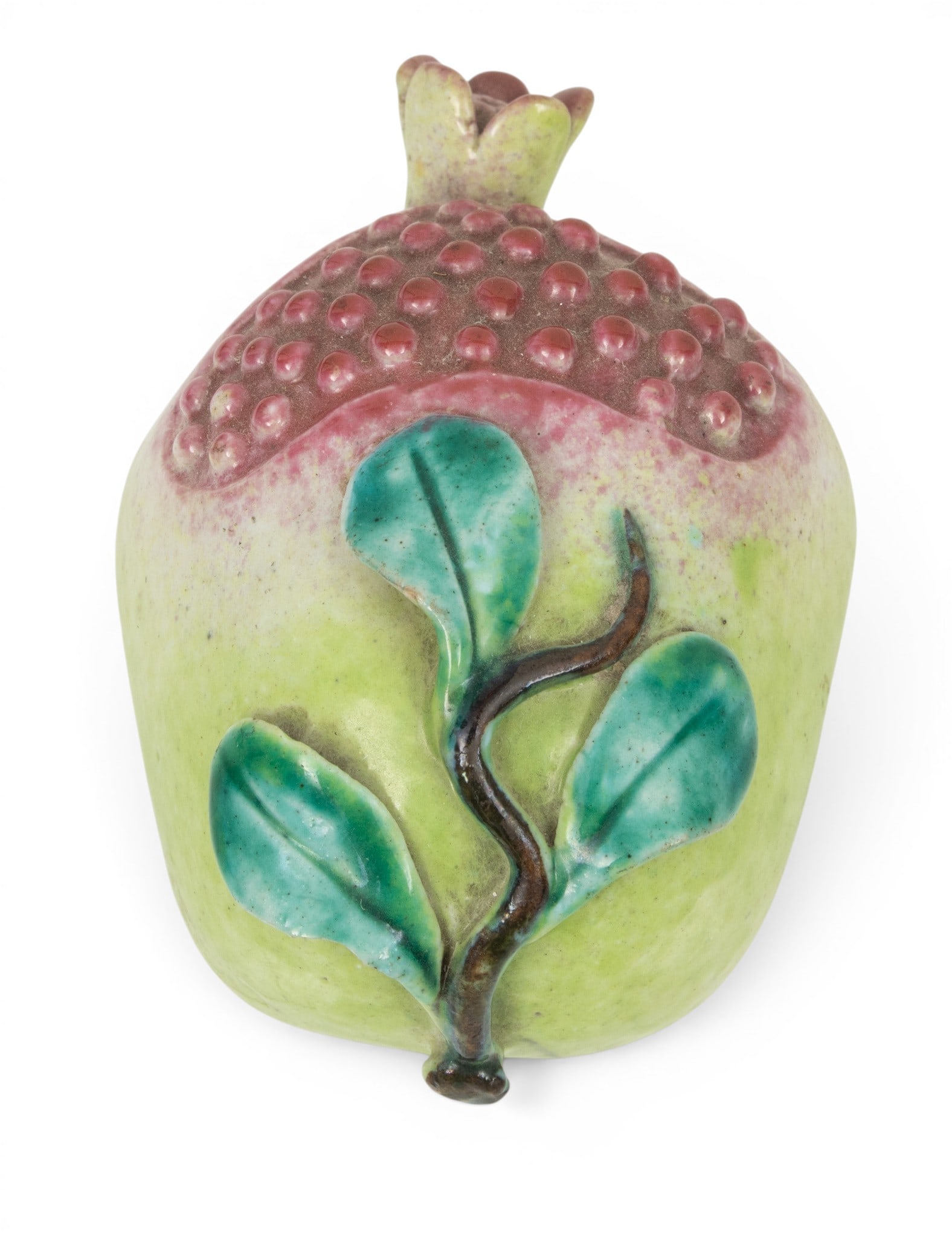 Chinese Porcelain Pomegranate Temple Fruit, Ca. 1860-1880, H 2.5" W 2.25" Depth 3.25" 1 PC (1 of 4)