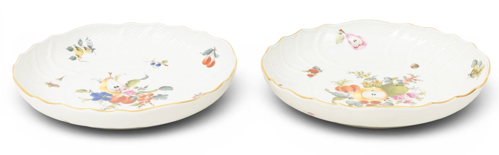 Herend (Hungary) Fruits and Flowers Porcelain Serving Bowls H 2" Dia. 10.5" 2 PCS (1 of 4)