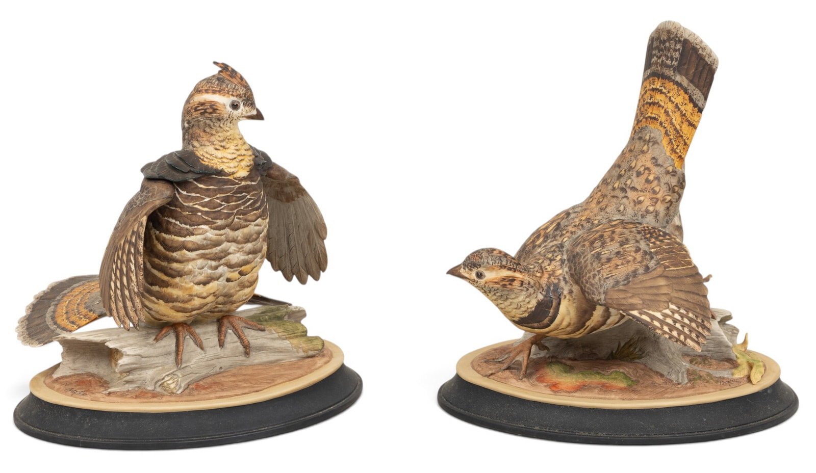 Boehm (American, Est. 1950) Bisque Porcelain Ruffled Grouse Figures, Ca. 1965, 2 PCS (1 of 6)