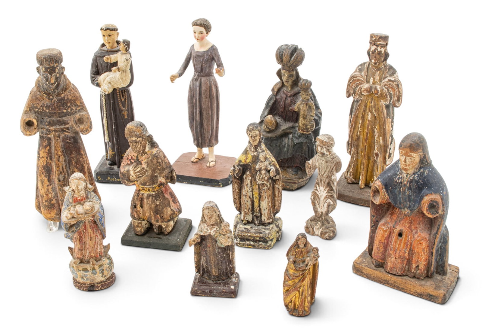 Carved Wood Polychrome Santos Figures 18th/19th C., 12 PCS (1 of 12)
