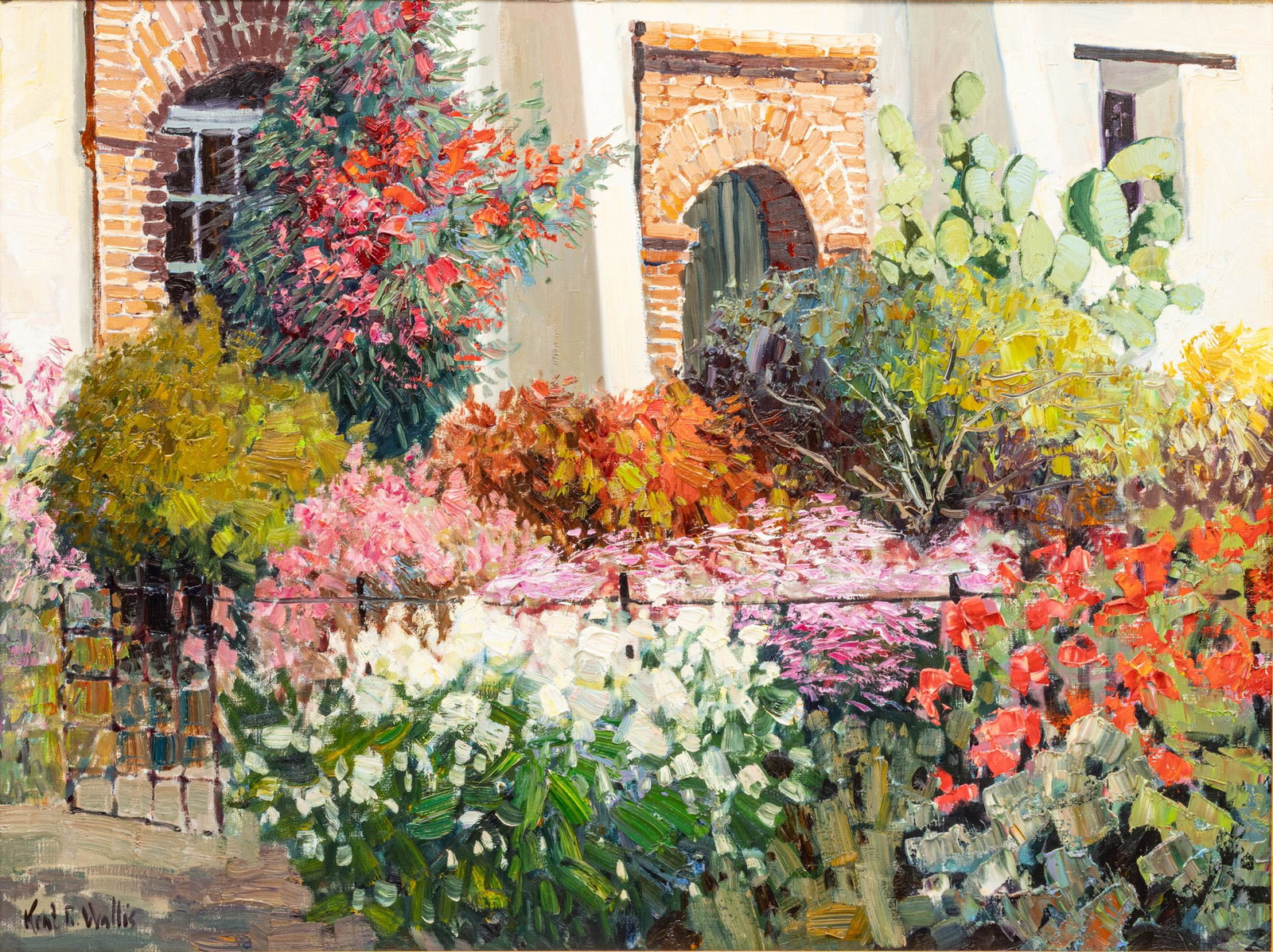 Kent Wallis (American, B. 1945) Oil on Canvas, 'Southwestern Gardenscape', H 30" W 40" (1 of 9)