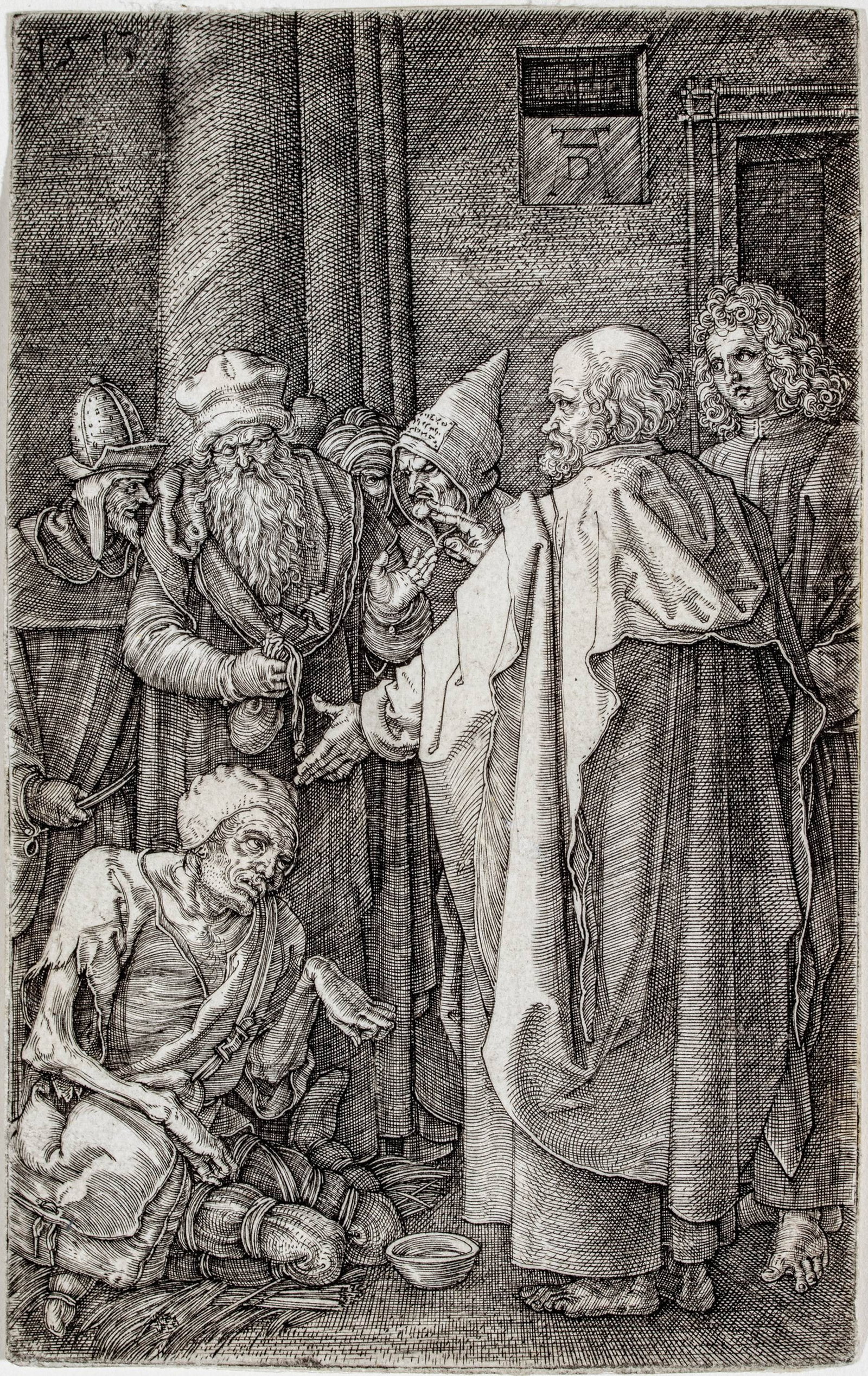Albrecht Durer (German, 1471-1528) Engraving on Laid Paper, Without Watermark 1513, 'Saint Peter and: Albrecht Durer (German, 1471-1528) Engraving on Laid Paper, Without Watermark 1513, 'Saint Peter and Saint John Healing the Cripple at the Gate of the Temple, From: the Engraved Passion', H 4.625" W 2