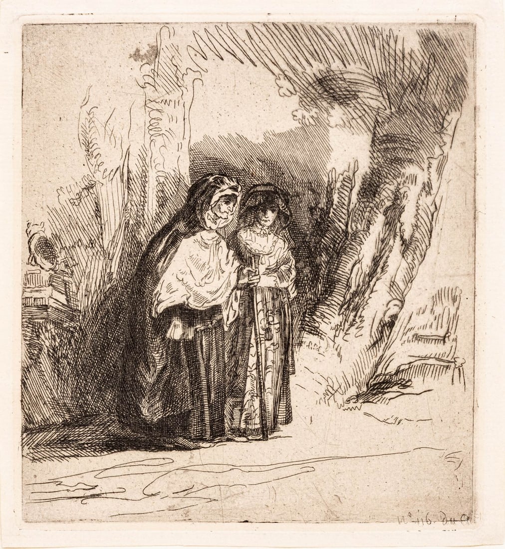 Rembrandt Van Rijn (Dutch, 1606-1669) Pierre-François Basan Rework Heliogravure on Laid Paper: Rembrandt Van Rijn (Dutch, 1606-1669) Pierre-François Basan Rework Heliogravure on Laid Paper 1642 (Later Imp), 'The Spanish Gypsy (Preciosa)', H 5.5" W 5" Copy in same direction after Rembrandt'