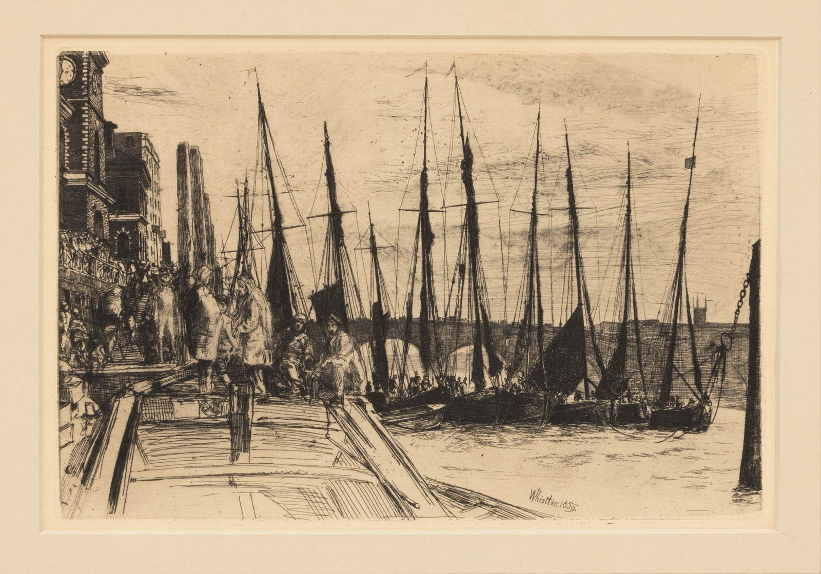 James Abbott McNeill Whistler (American, 1834-1903) Etching with Drypoint on Paper Billingsgate (1 of 5)