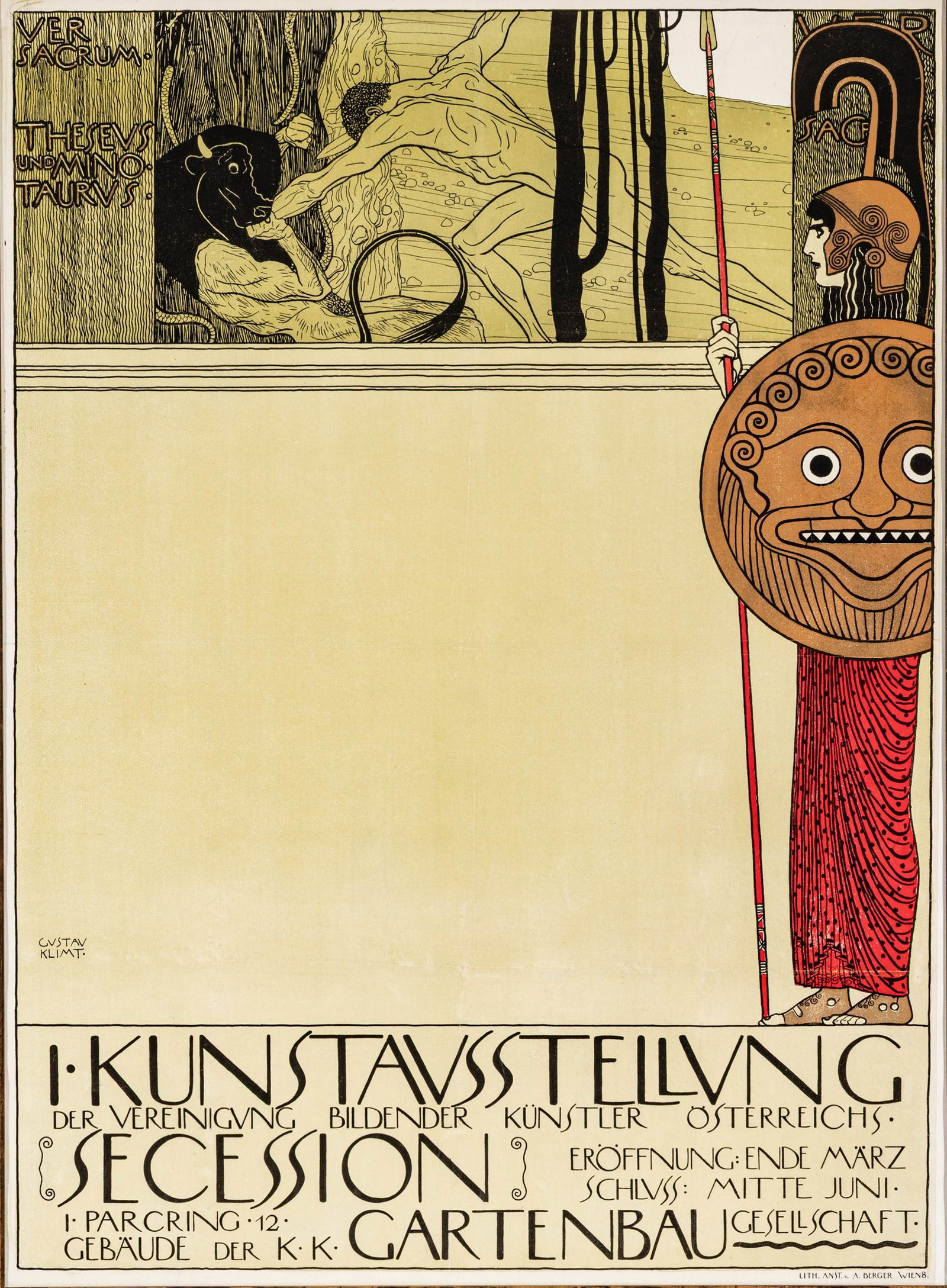 Gustav Klimt (Austrian, 1862-1918) Chromolithography on Paper 1898, 'I. Kunstausstellung - (1 of 11)