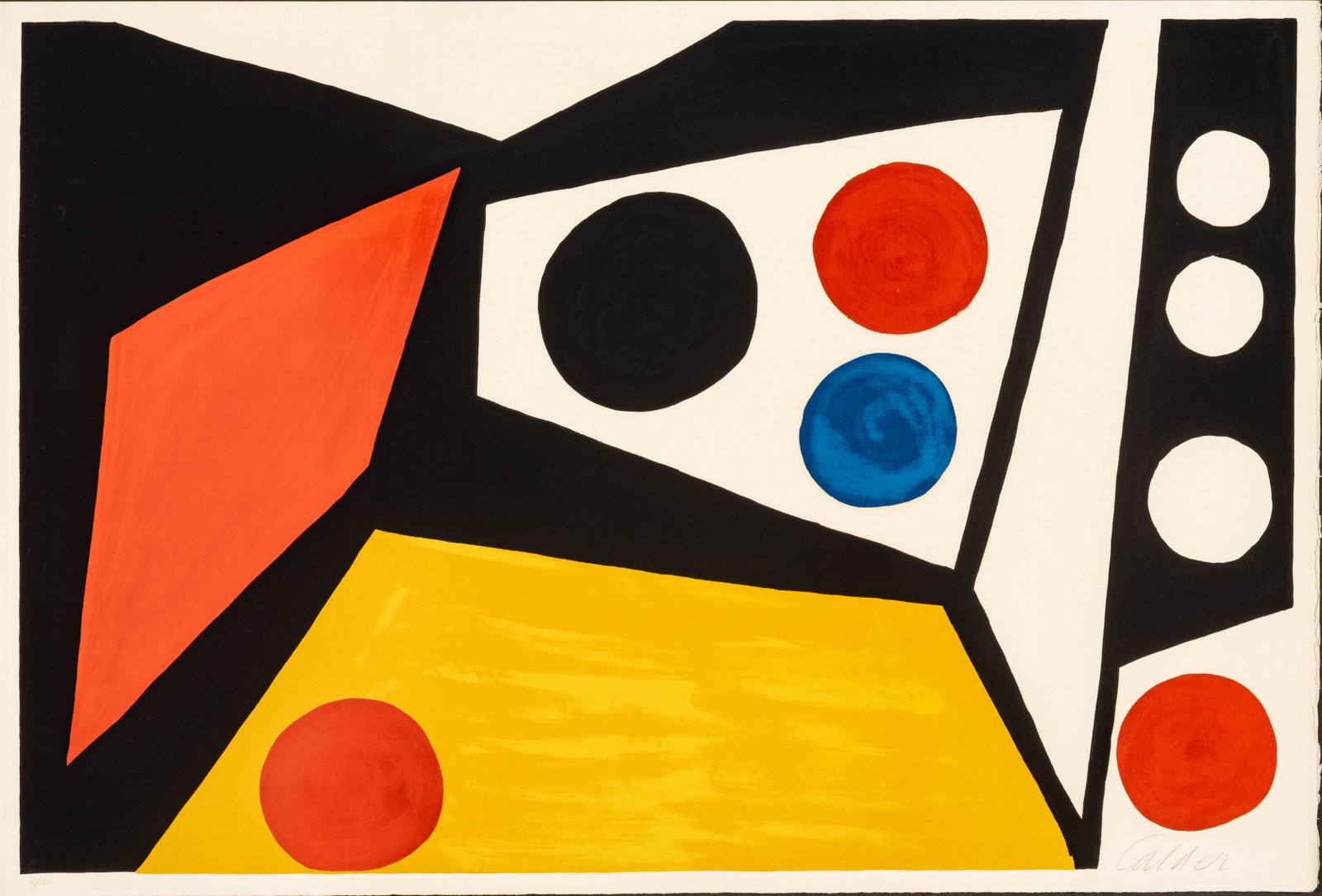 Alexander Calder (American, 1898-1976) Lithograph in Colors 1971, 'Compsition with Circles', H 29" W (1 of 7)