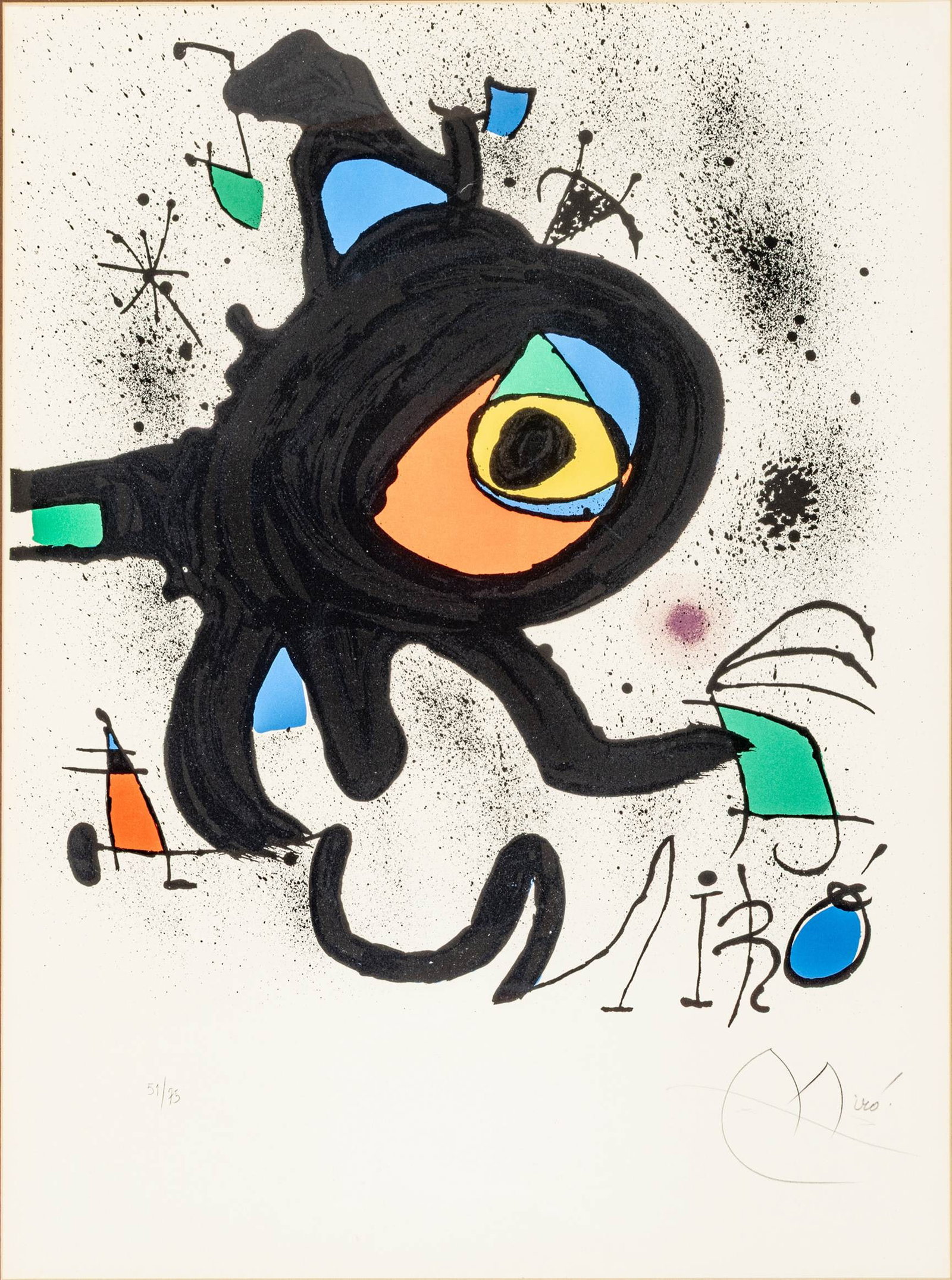 Joan Miro (Spanish, 1893-1893) Lithograph in Colors on Arches Paper 1973, 'Oeuvre Grave Original', H (1 of 10)