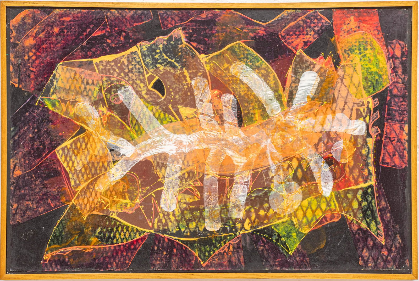 Gerome Kamrowski (American, 1914-2004) Acrylic on Paper Mounted to Canvas 1983-84, 'Setebos (1 of 7)