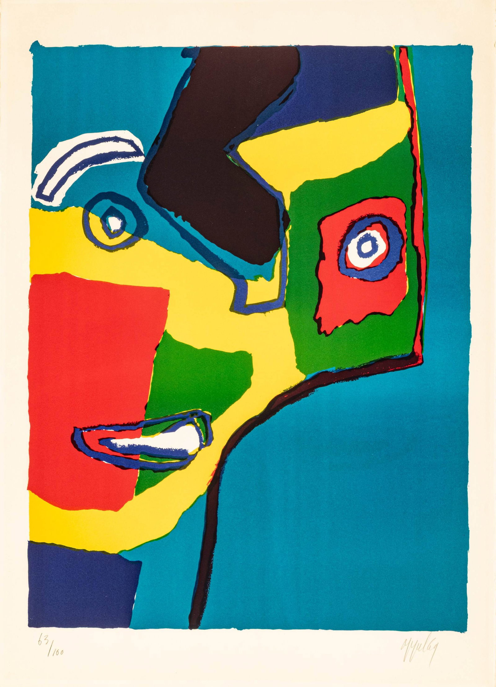 Karel Appel (Dutch, 1921-2006) Lithograph in Colors on Wove Paper, 1969, 'Visage', H 25" W 19.5" (1 of 7)