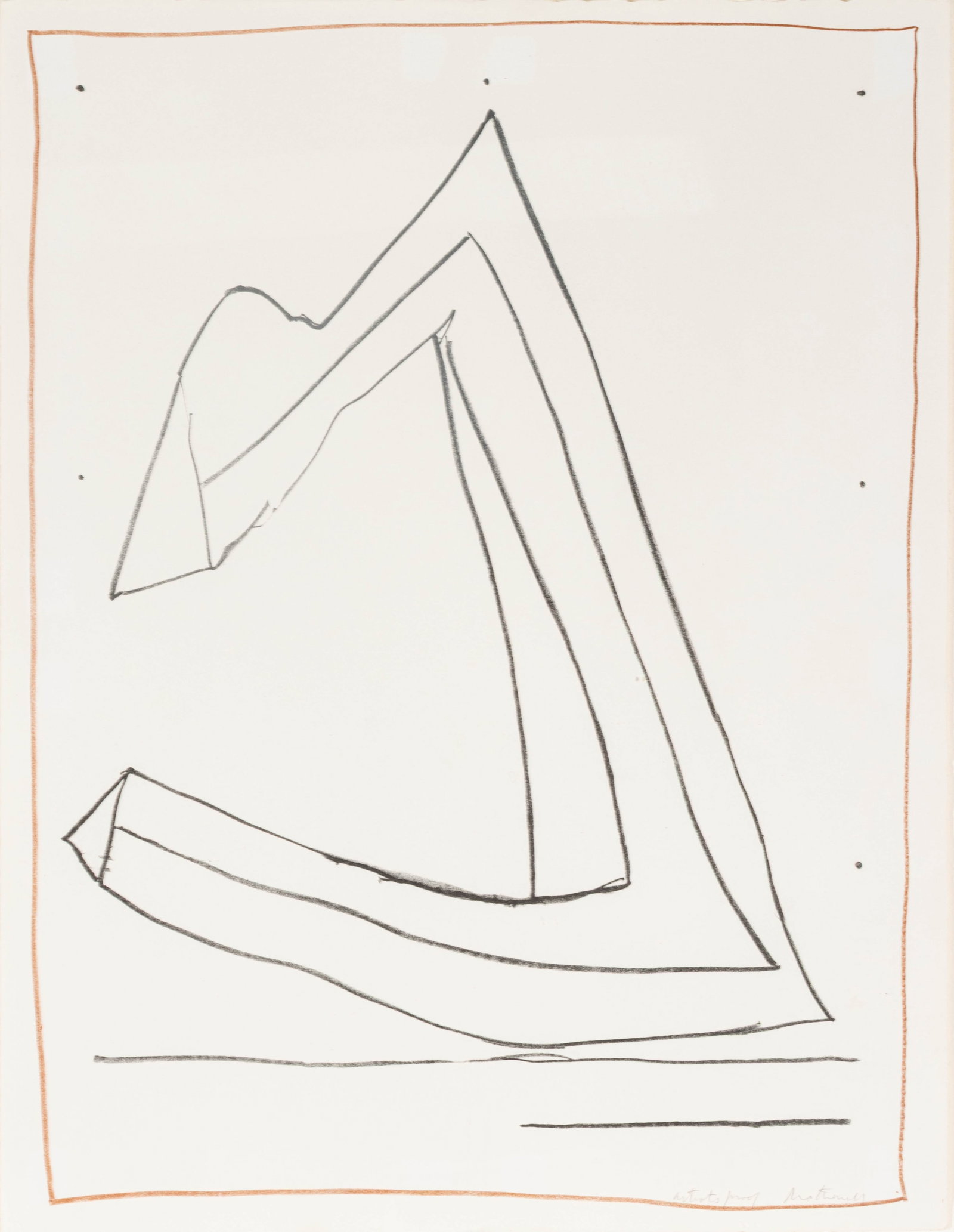 Robert Motherwell (American, 1915-1991) Lithograph on Rives BFK Paper 1966, 'Summertime in Italy: Robert Motherwell (American, 1915-1991) Lithograph on Rives BFK Paper 1966, 'Summertime in Italy (with Lines)', H 21.4" W 15.7" Signed in pencil, annotated 'Artist Proof' (aside from the edition of 10