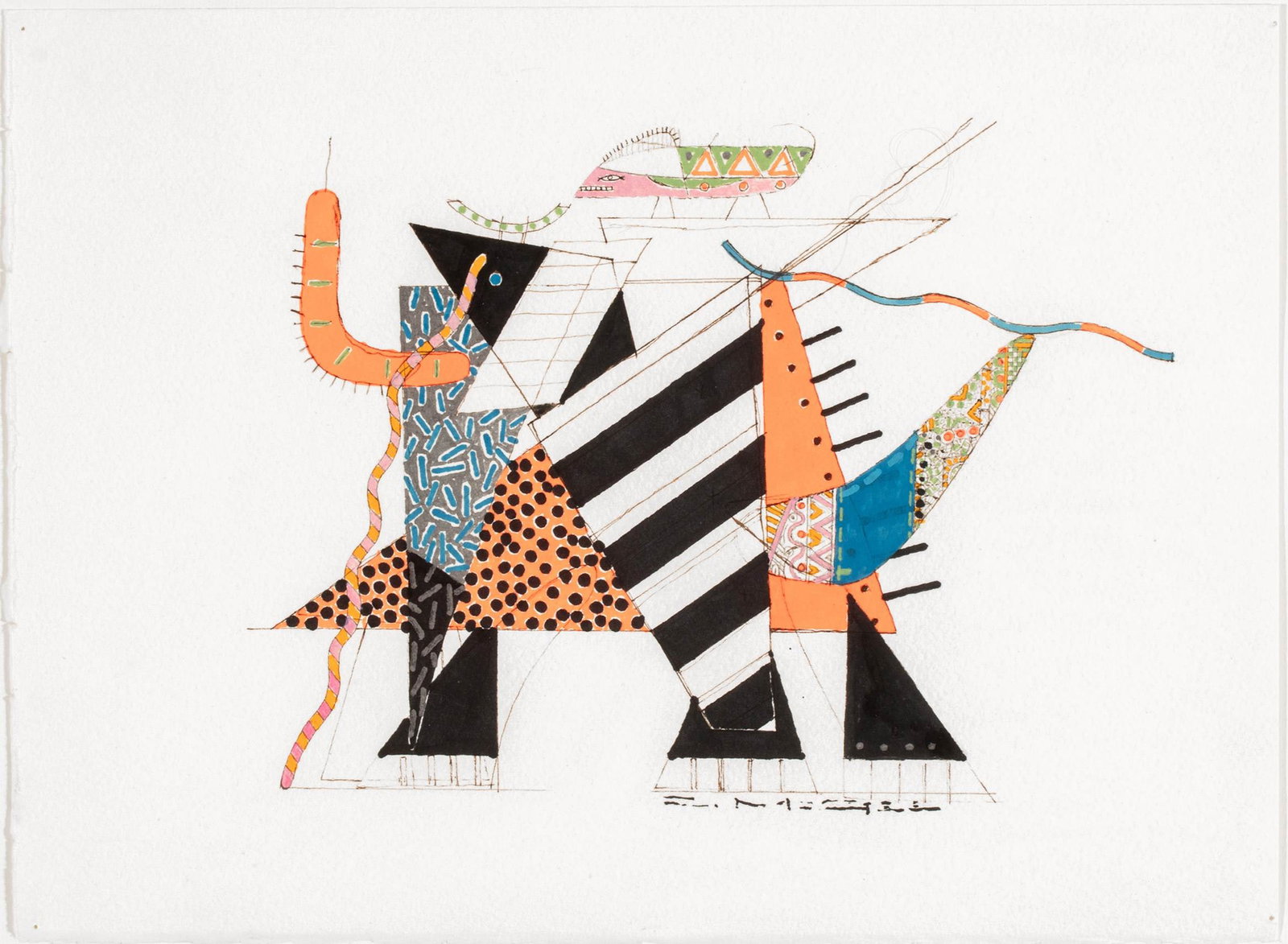 Charles McGee (American, 1924-2021) Mixed Media on Paper 'Untitled (Abstract Composition)', H 14" W (1 of 7)