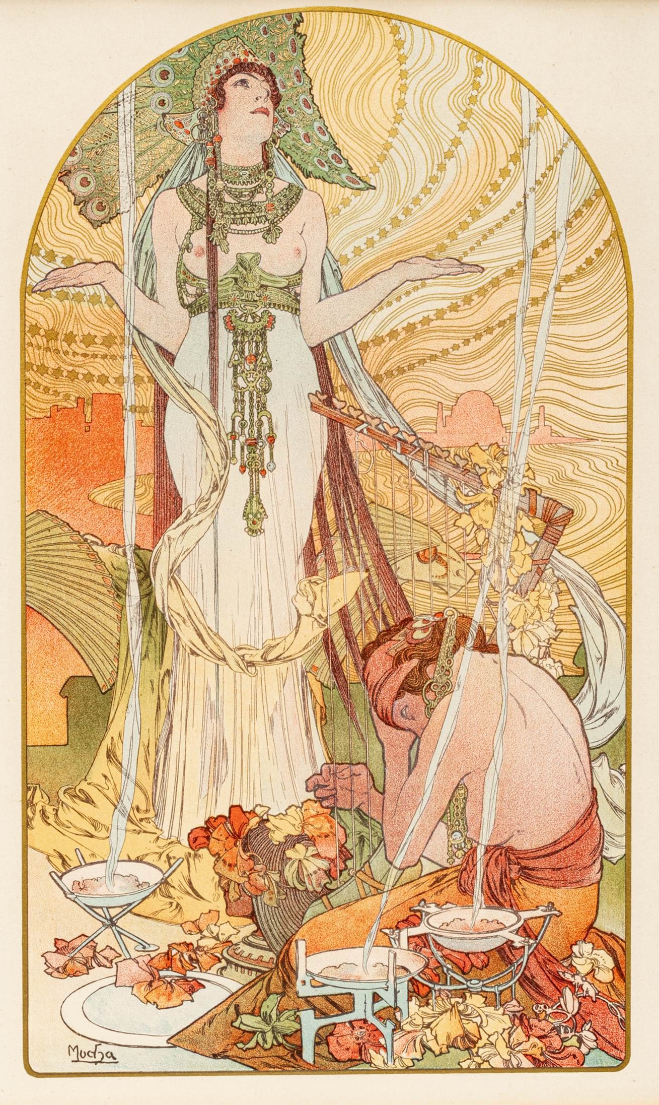 Alphonse Mucha (Czech, 1860-1939) Lithograph in Colors on Paper 1897, 'Salammbo / Incantation', H (1 of 9)