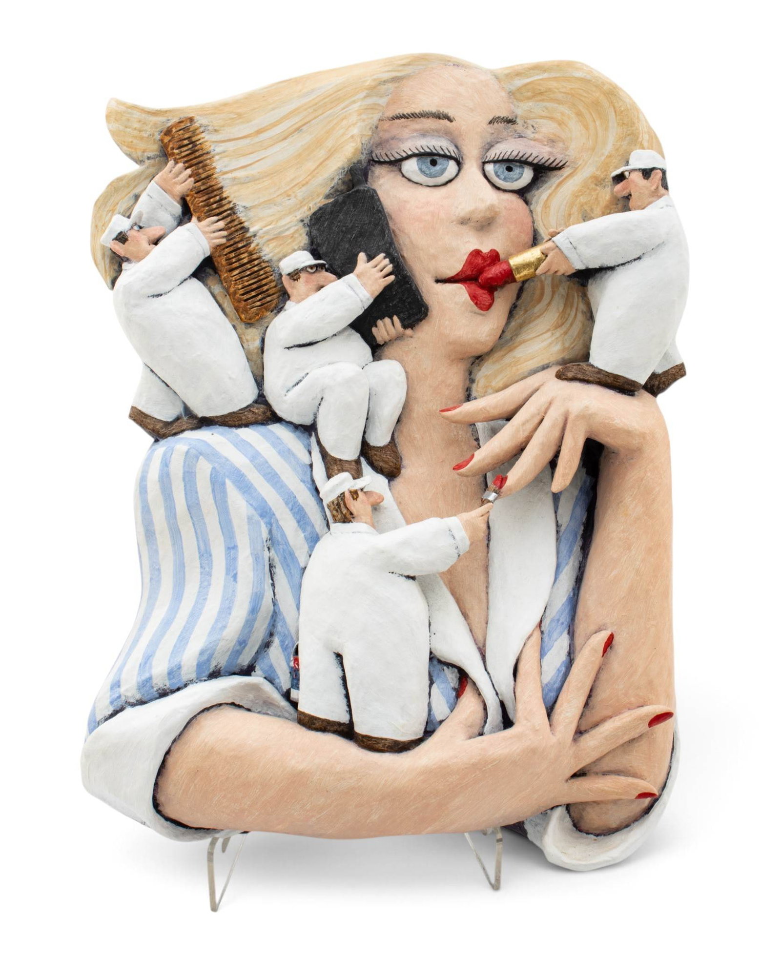 Stephen Hansen (American, B. 1950) Papier Mache Sculpture, Ca. 2003, 'High Maintenance', H 17.25" W (1 of 8)