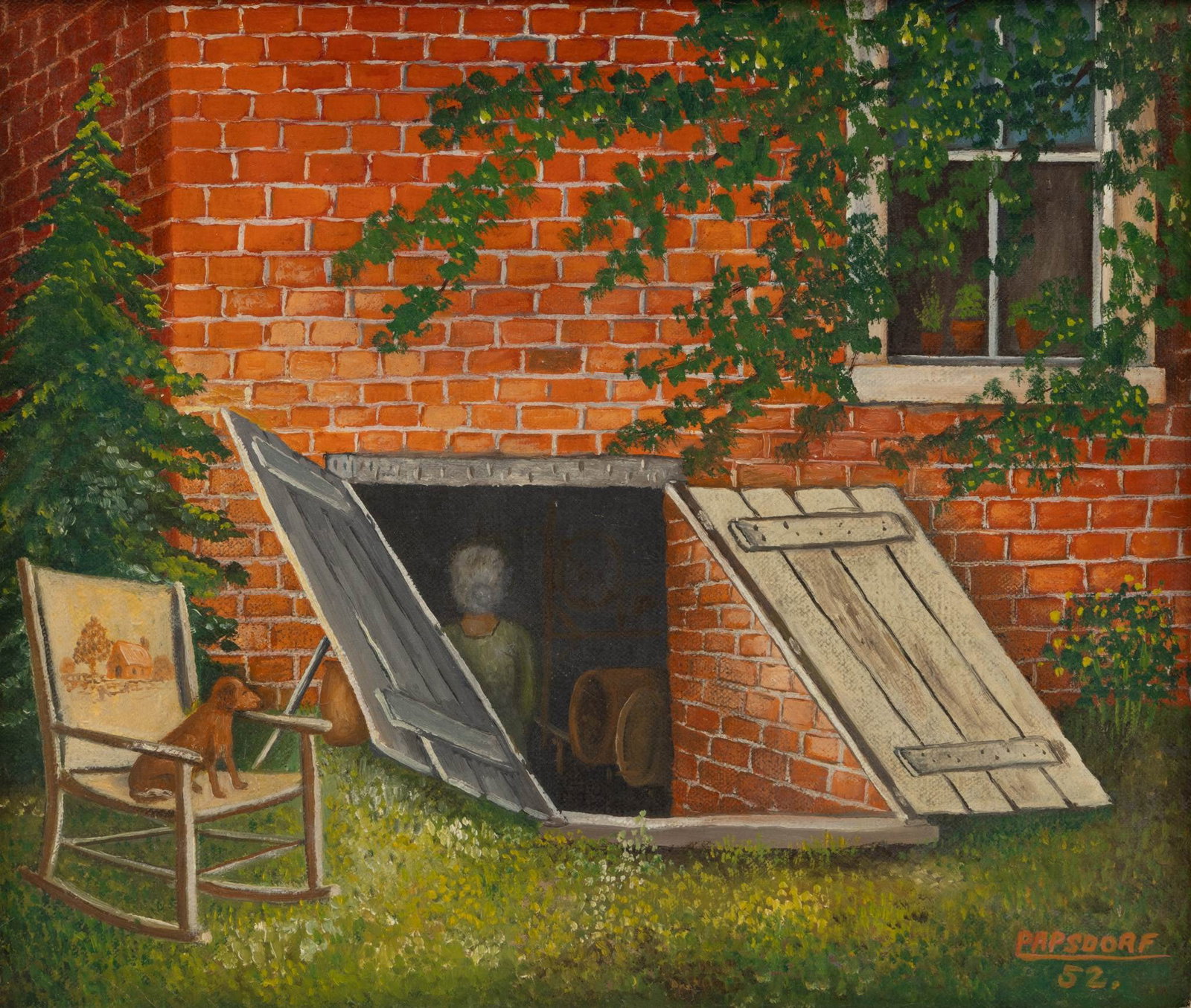 Frederick Papsdorf (American, 1887-1978) Oil on Canvas, 1952, 'Cellar', H 11.75" W 13.5" (1 of 5)