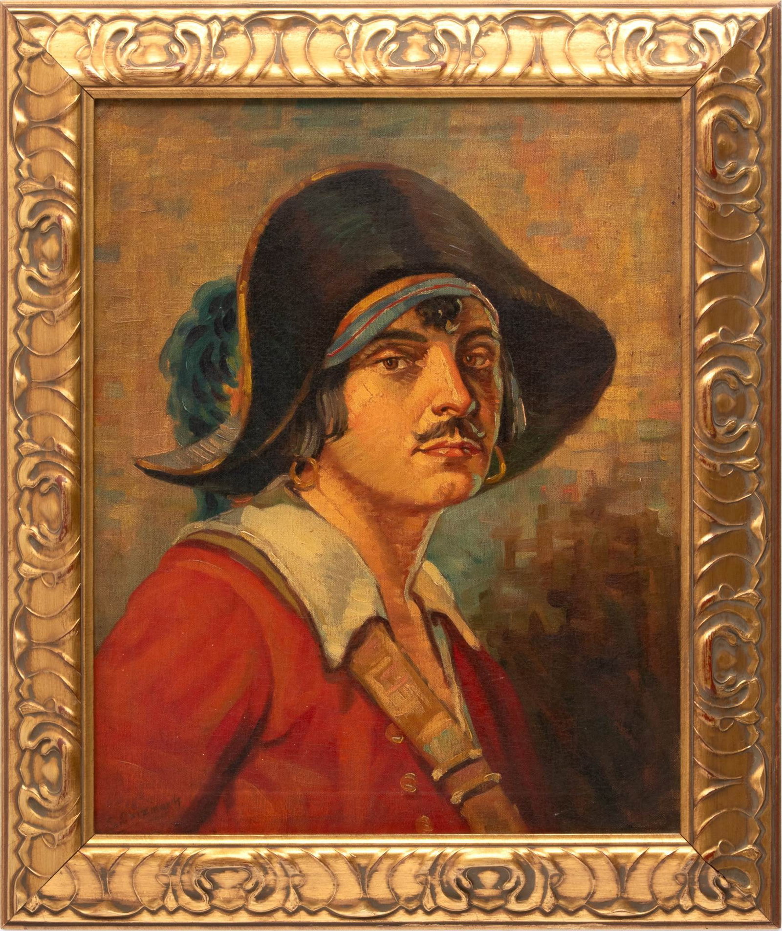 Stephan Chizmarik (American, 1898-1962) Oil on Canvas, 'The Love Pirate', After Emil Flohri, H 20" W (1 of 4)