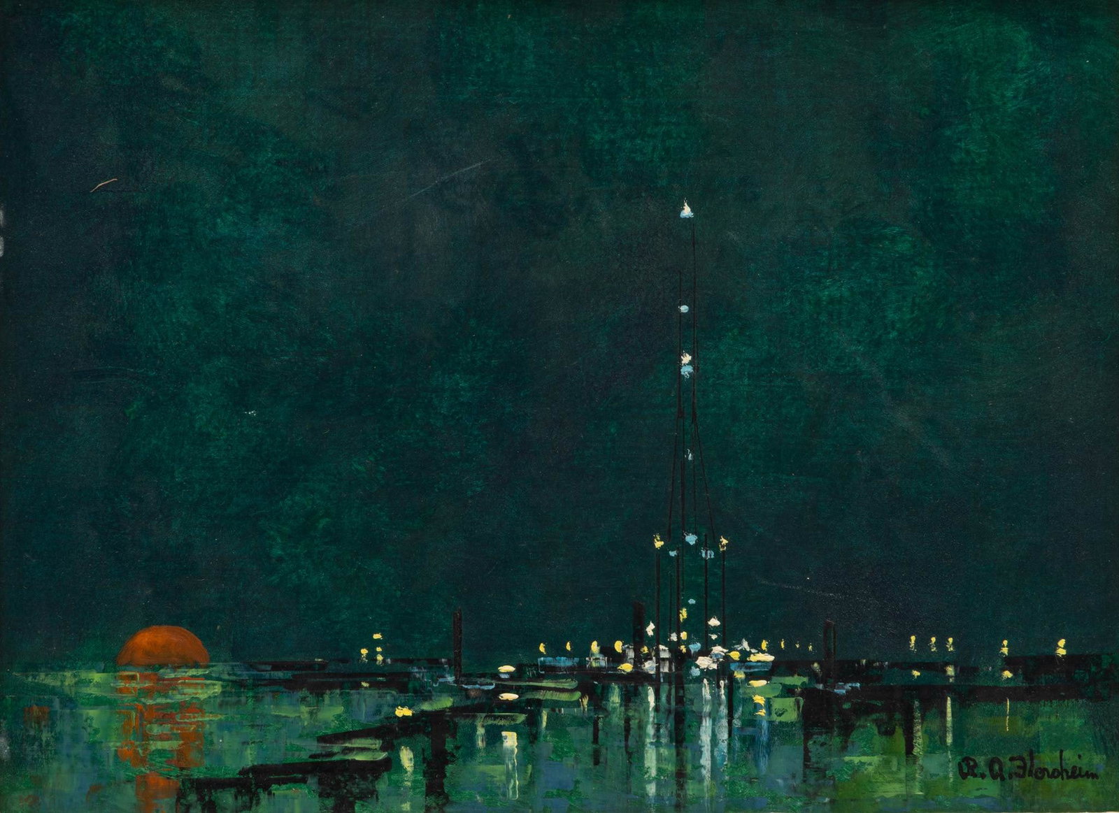 Richard Floresheim (American, 1916-1979) Oil on Board, Ca. Mid 20th C., 'Beacons', H 9" W 12" (1 of 5)
