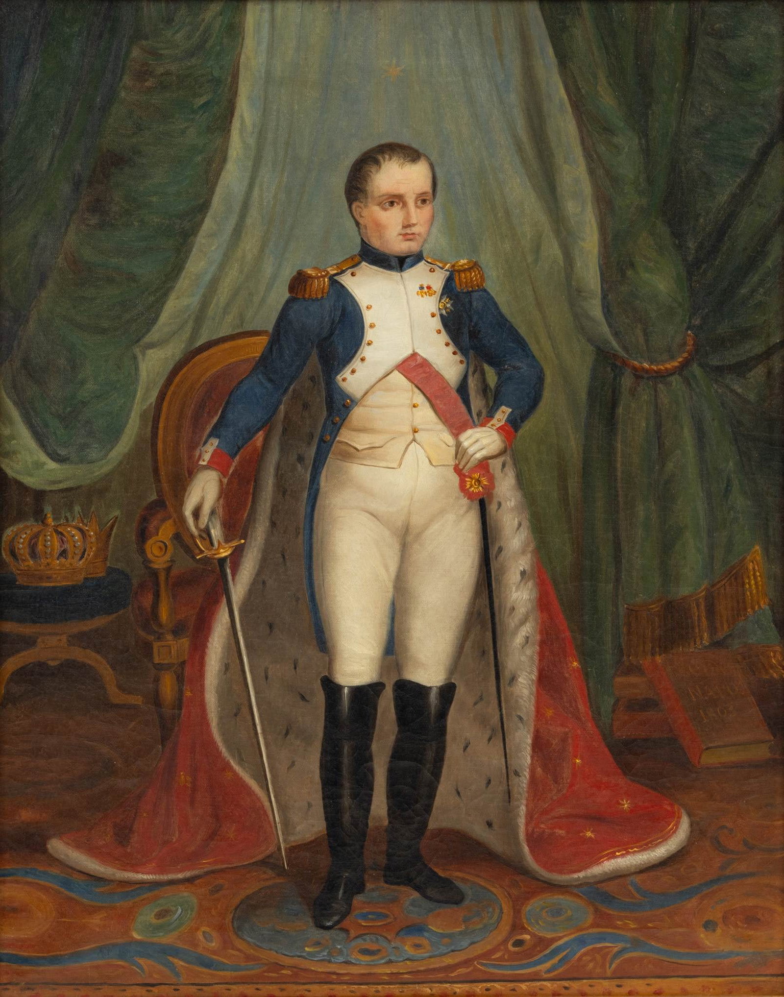 European Oil on Canvas, Ca. 19th C., 'Portrait of Joseph Bonaparte', H 25" W 20" (1 of 4)
