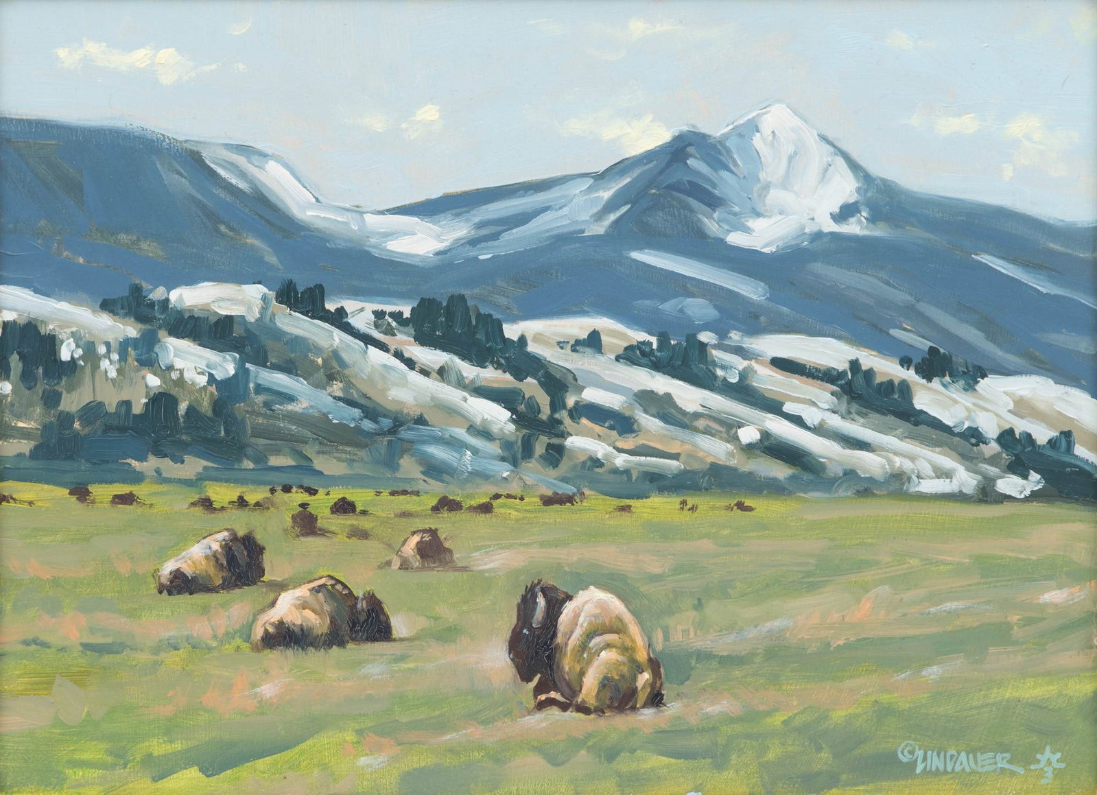Sven Lindauer (American, B. 1962) Oil on Masonite, 'Buffalo Springs' (1 of 5)