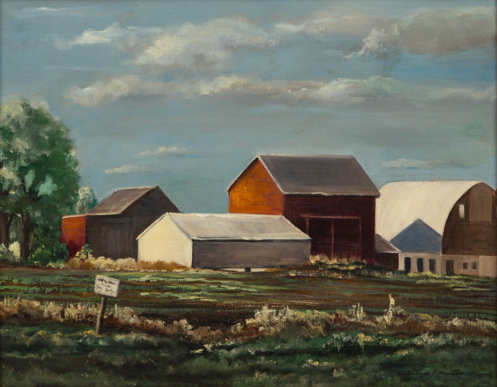 Antonio Pietro Martino (American, 1902-1989) Oil on Canvas Board, 'A Pennsylvania Farm', H 16" W 20" (1 of 4)