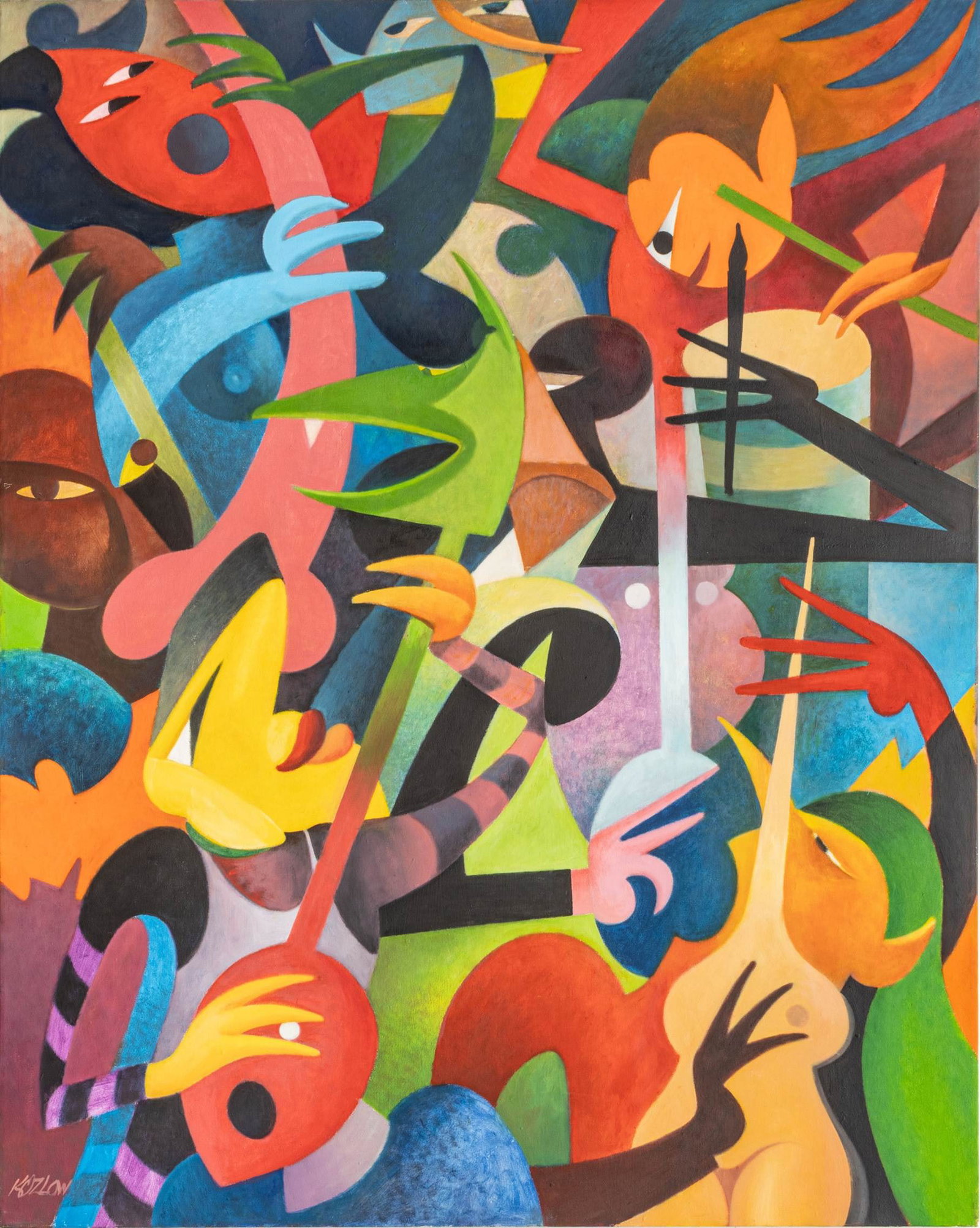 Richard Kozlow (American, 1926-2008) Oil on Canvas 1980, 'Latin Band from the "Soul of Mexico (1 of 8)