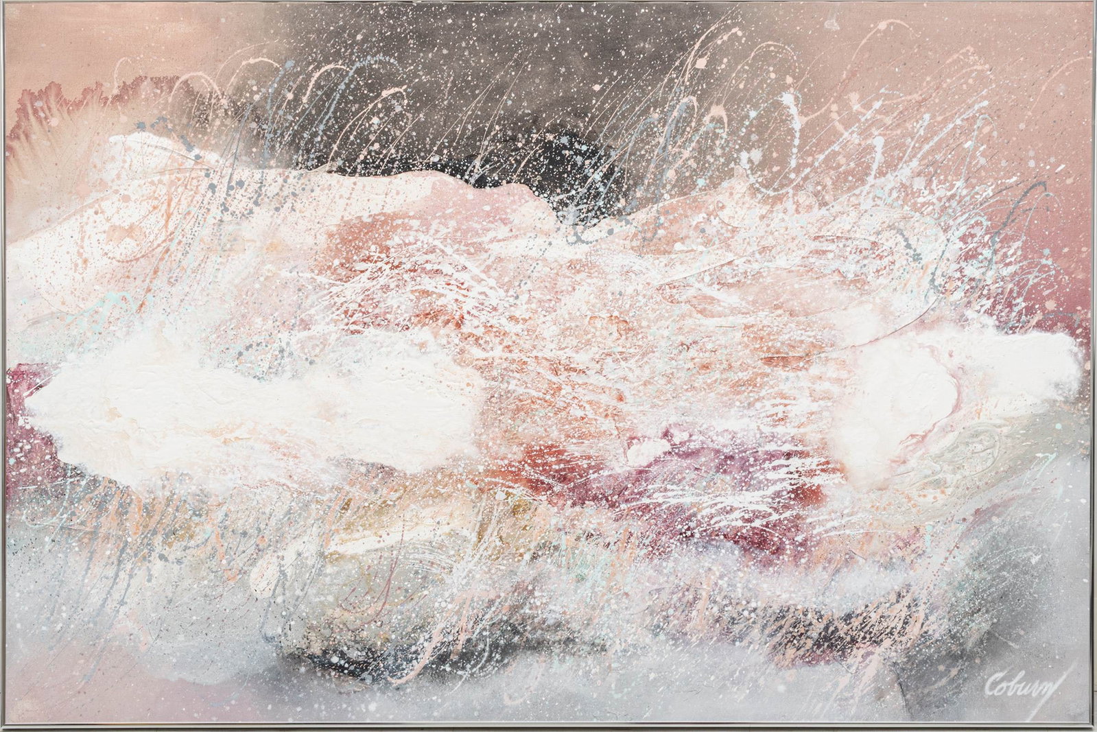 Barbara Coburn (American, 1931-1985) Mixed Media on Canvas 'Untitled (Abstract)', H 40" W 60" (1 of 7)