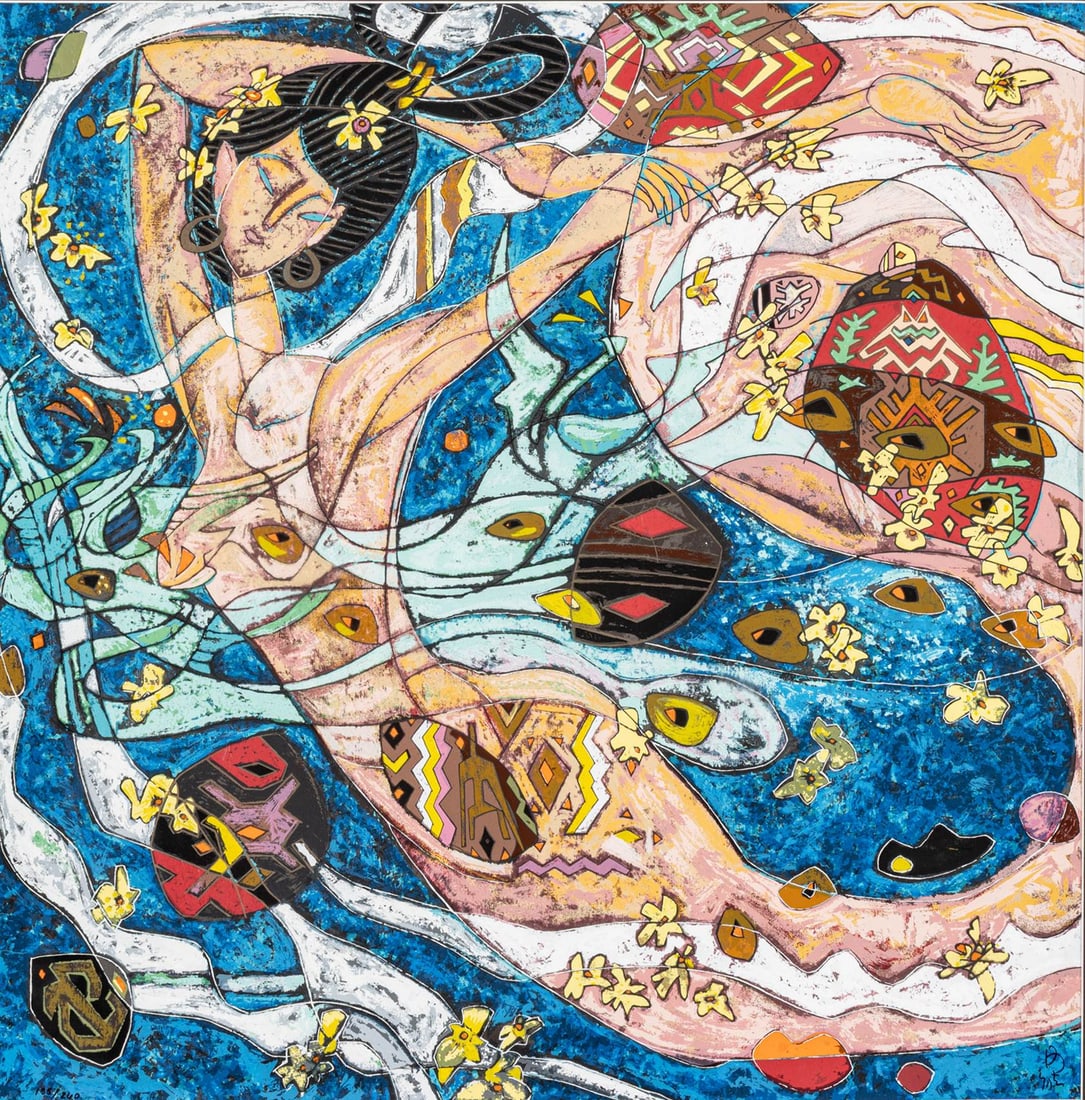 He Neng (Chinese, B. 1942) 'Lady in the Fairytale': He Neng (Chinese, B. 1942) 'Lady in the Fairytale' Signed lower right, numbered 185/260. Provenance: Property from a Prominent Art & Design Collector, Las Vegas, Nevada Dimensions: