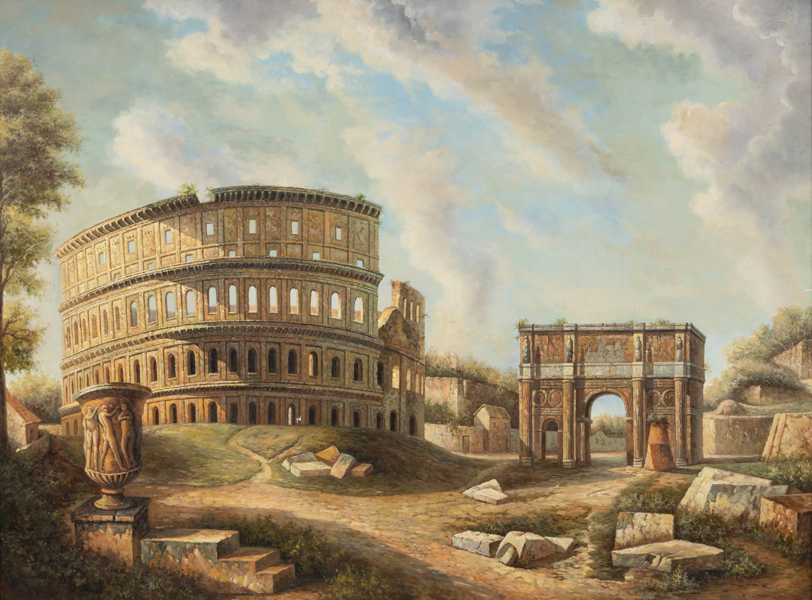 After Giovanni Paolo Panini (Italian, 1691-1765) Oil on Canvas, Ca. 1990, 'Rome: View of the (1 of 6)