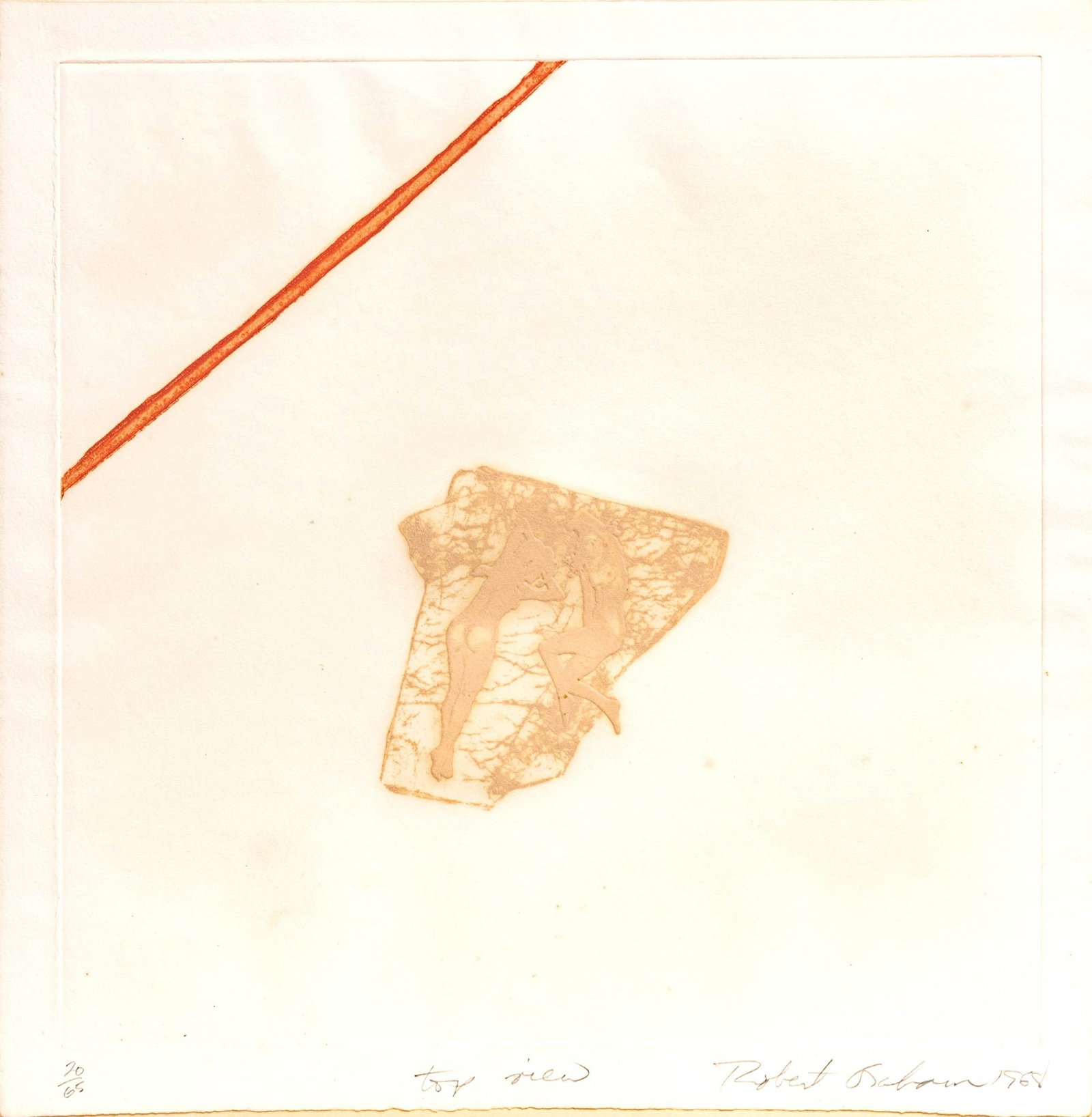 Robert Graham (American, 1938-2008) Intaglio on Wove Paper 1968, 'Top View', H 19.5" W 19.5": Robert Graham (American, 1938-2008) Intaglio on Wove Paper 1968, 'Top View', H 19.5" W 19.5" Signed lower right, dated, titled and numbered 20/65, with full margins. Provenance: The JL Hudson