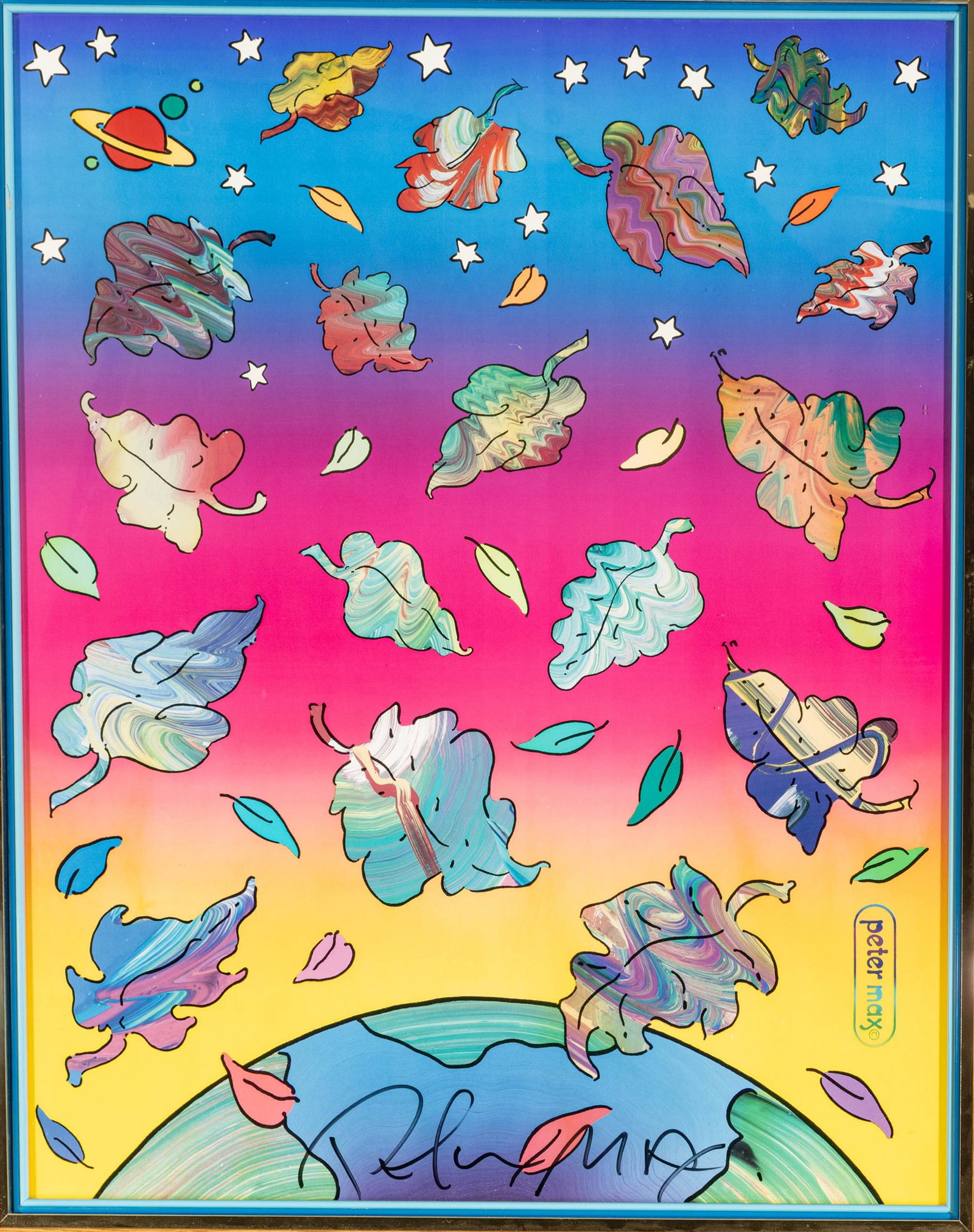 Peter Max (American, B. 1937) Offset Lithographic Poster 1992, 'Save the Earth', H 36" W 24": Peter Max (American, B. 1937) Offset Lithographic Poster 1992, 'Save the Earth', H 36" W 24" Signed along the bottom sheet edge center, the full sheet. Dimensions: H 36" W 24"