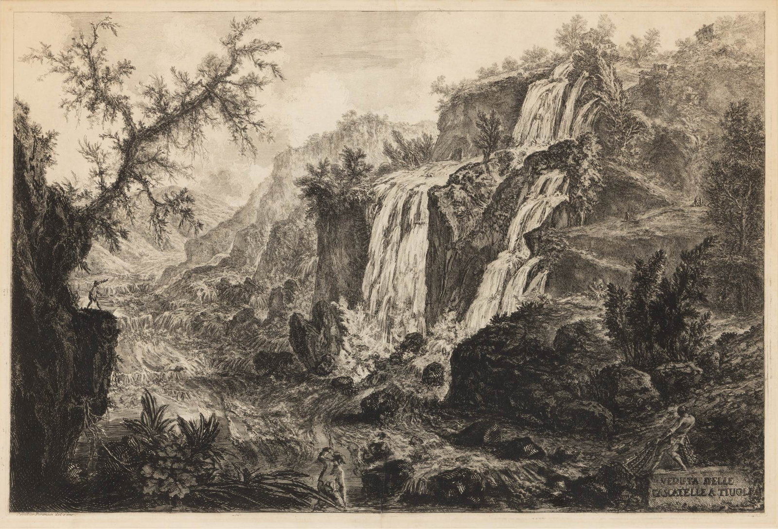 Giovanni Battista Piranesi (Italian, 1720-1778) Etching on Paper 'Veduta Delle Cascatelle a Tivoli, (1 of 7)