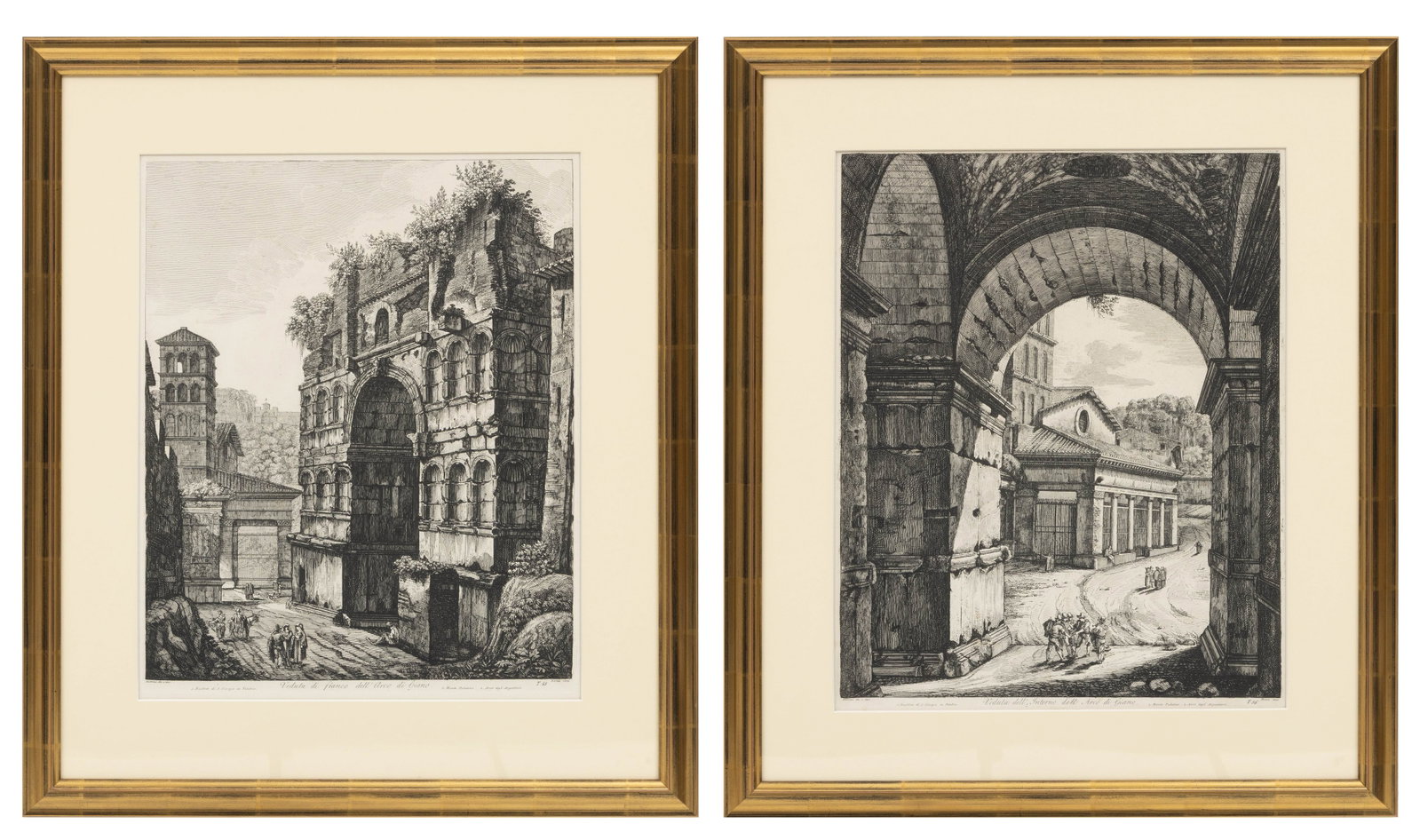 Luigi Rossini (Italian, 1790-1857) Engravings on Paper H 18" W 14.25": Luigi Rossini (Italian, 1790-1857) Engravings on Paper H 18" W 14.25" Giano. Interior/Exterior Provenance: Property from the Estate Collection of Catherine Mayhew, Bloomfield Hills, MI Dimensions: H 1