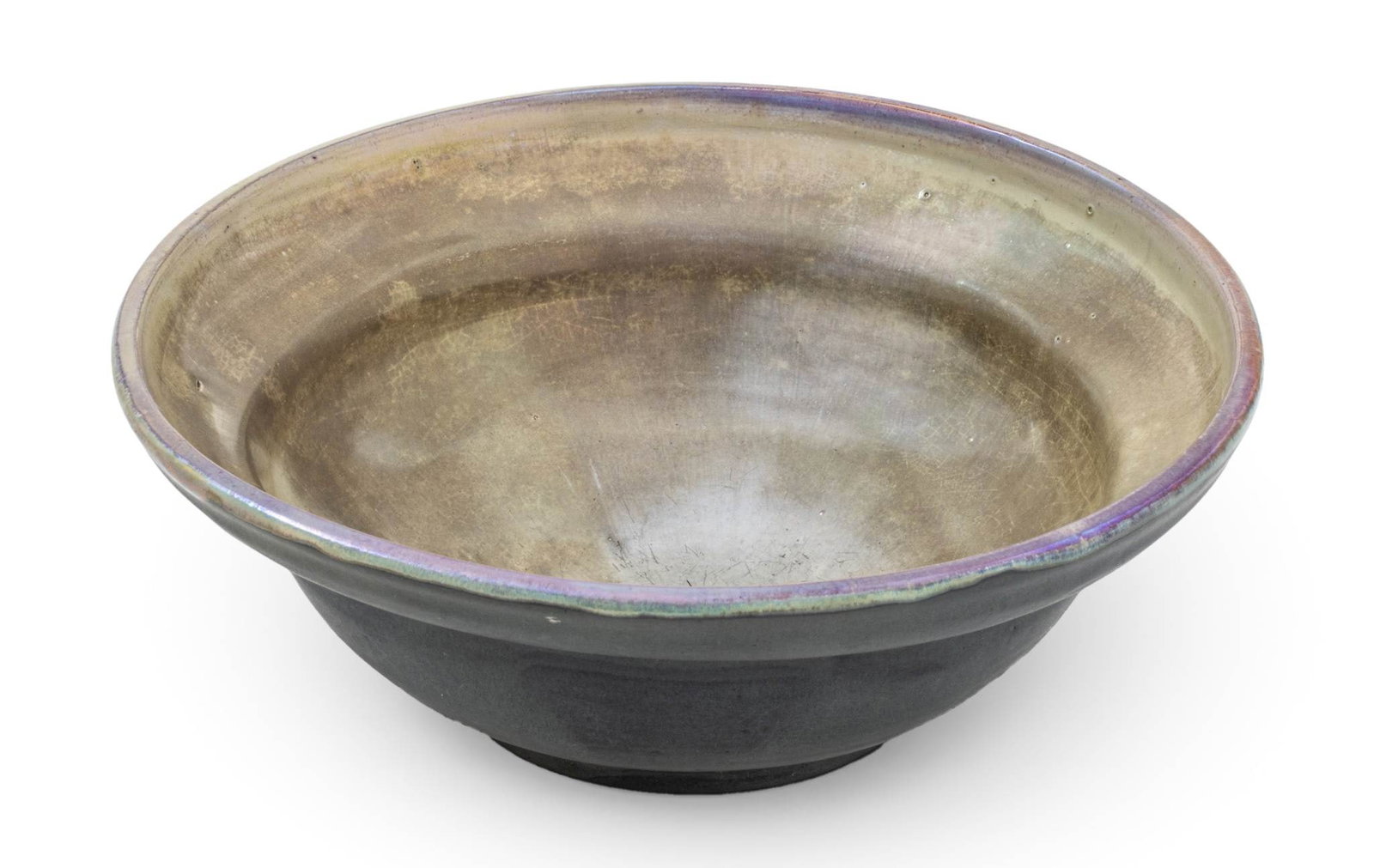 Pewabic Pottery (Detroit, Est. 1903) Iridescent Glazed Earthenware Large Bowl 1910, H 4" Dia. 10.25" (1 of 6)