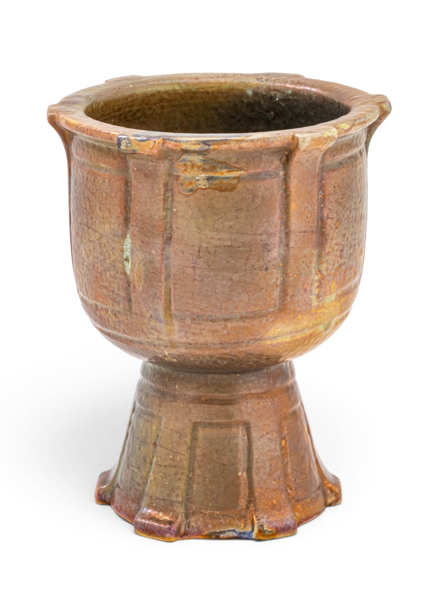 Pewabic Pottery (Detroit, Est. 1903) Iridescent Glazed Earthenware Chalice Form Vase 1912, H 7.75" (1 of 8)