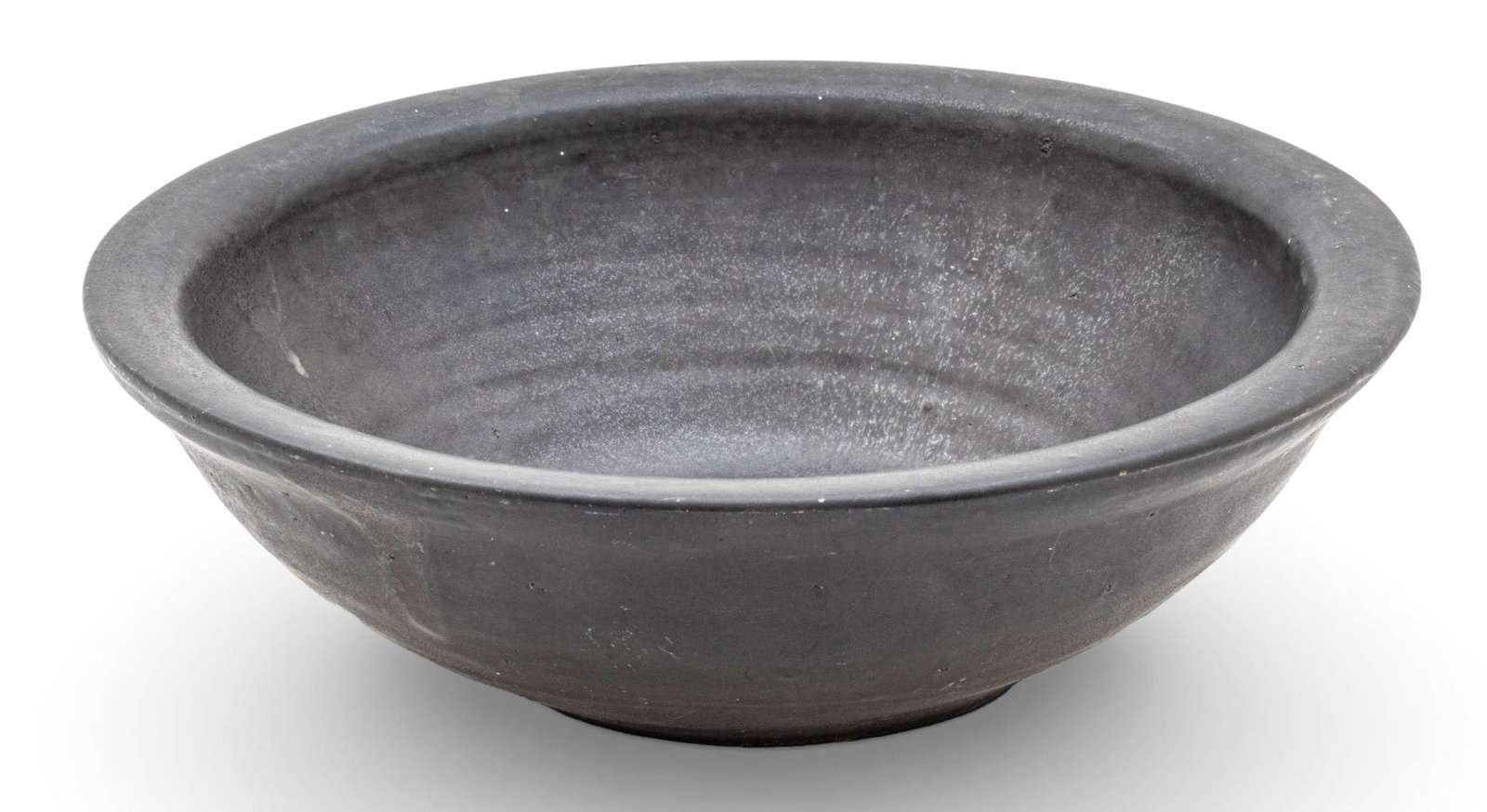 Pewabic Pottery (Detroit, Est. 1903) Matte Black Glazed Earthenware Centerpiece Bowl 1920-1935, H 4" (1 of 6)