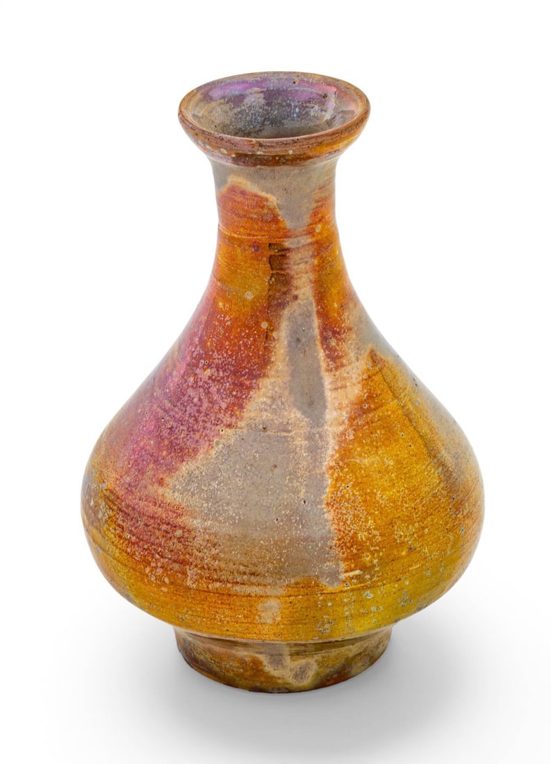 Pewabic Pottery (Detroit, Est. 1903) Iridescent Glazed Earthenware Vase 1915-1925, H 6.5" Dia. 4" (1 of 7)